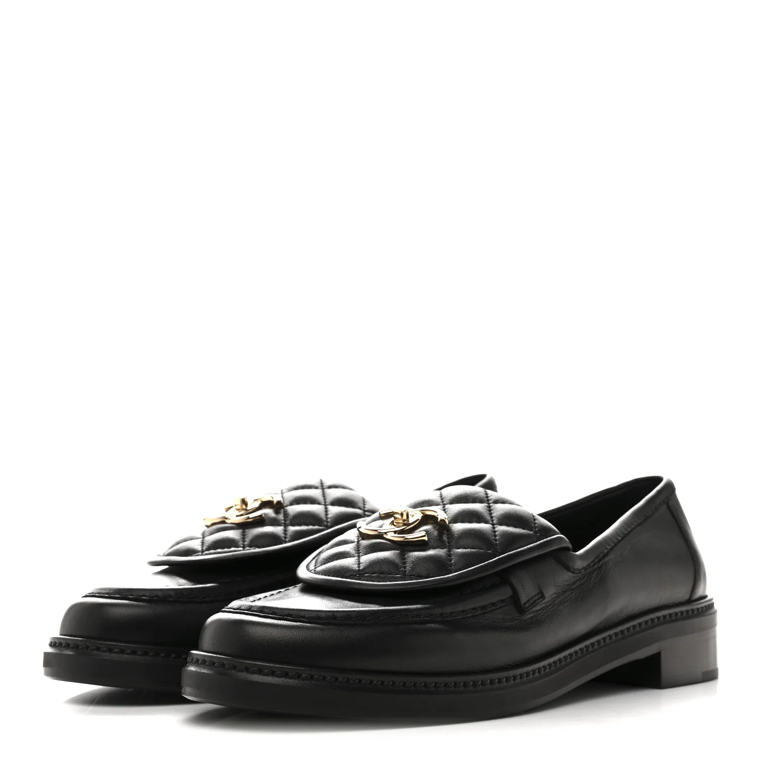 Lambskin Quilted CC Turnlock Loafers 40 Black - Image 4