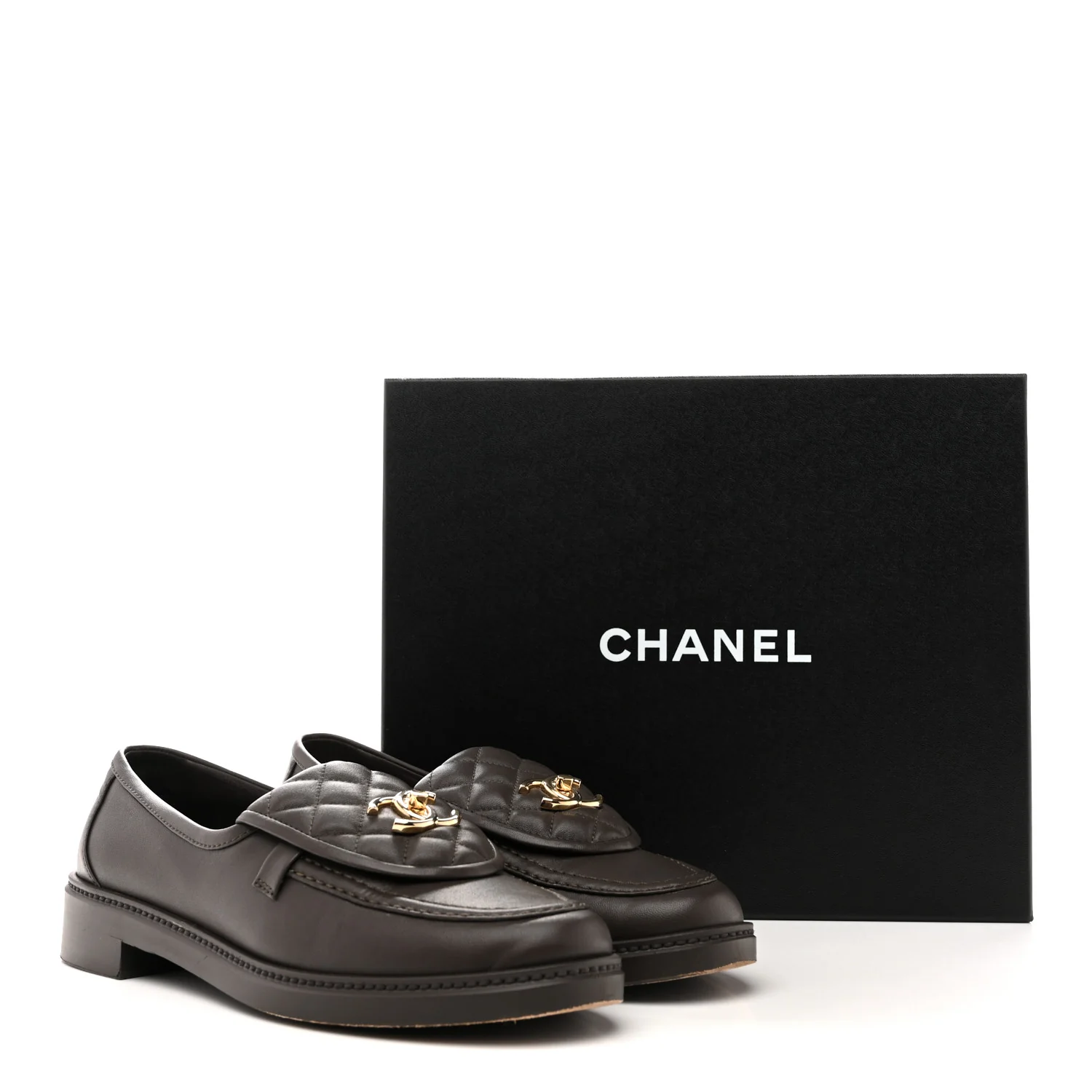 Lambskin Quilted CC Turnlock Loafers 40 Dark Brown - Image 11
