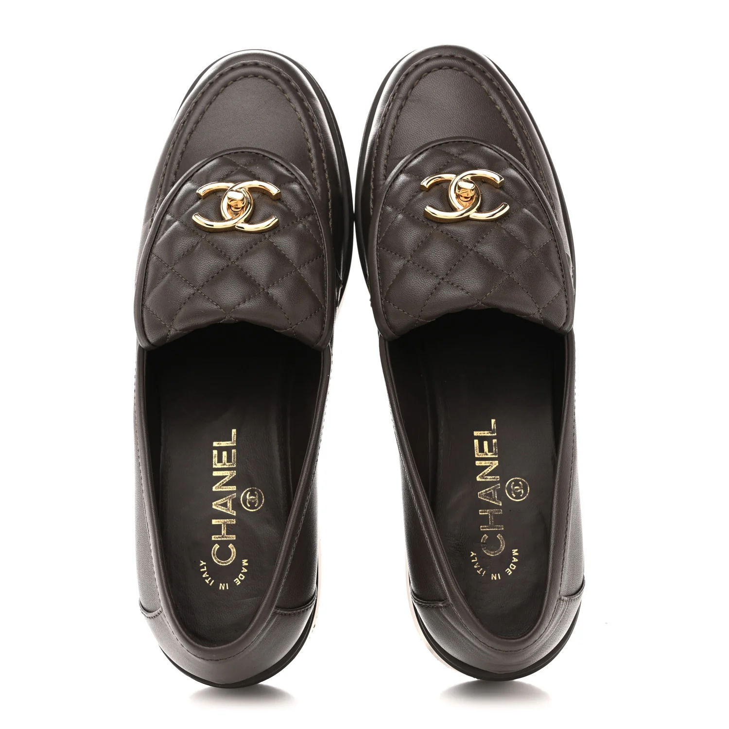 Lambskin Quilted CC Turnlock Loafers 40 Dark Brown - Image 2