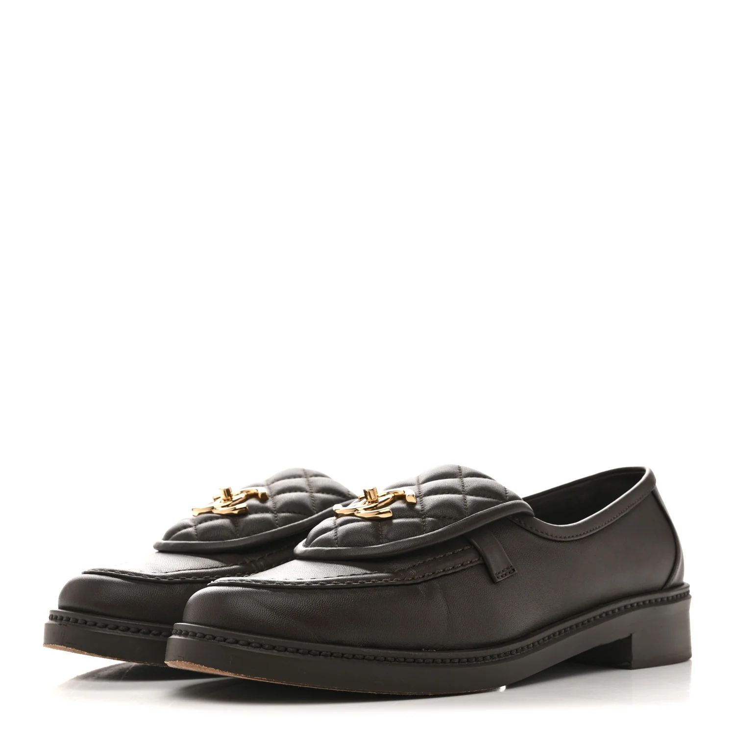 Lambskin Quilted CC Turnlock Loafers 40 Dark Brown - Image 4