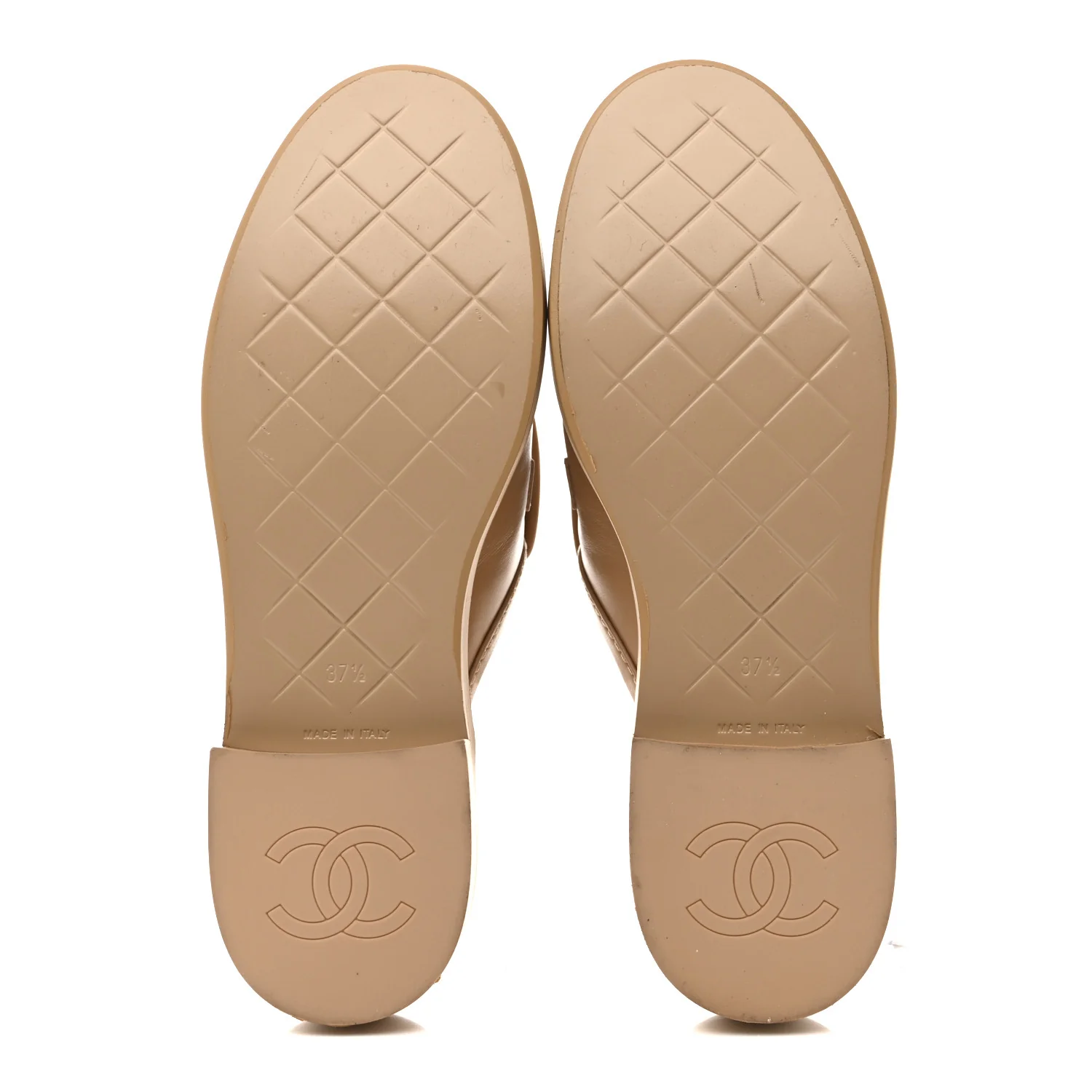 Lambskin Quilted CC Turnlock Mules 37.5 Light Beige - Image 6