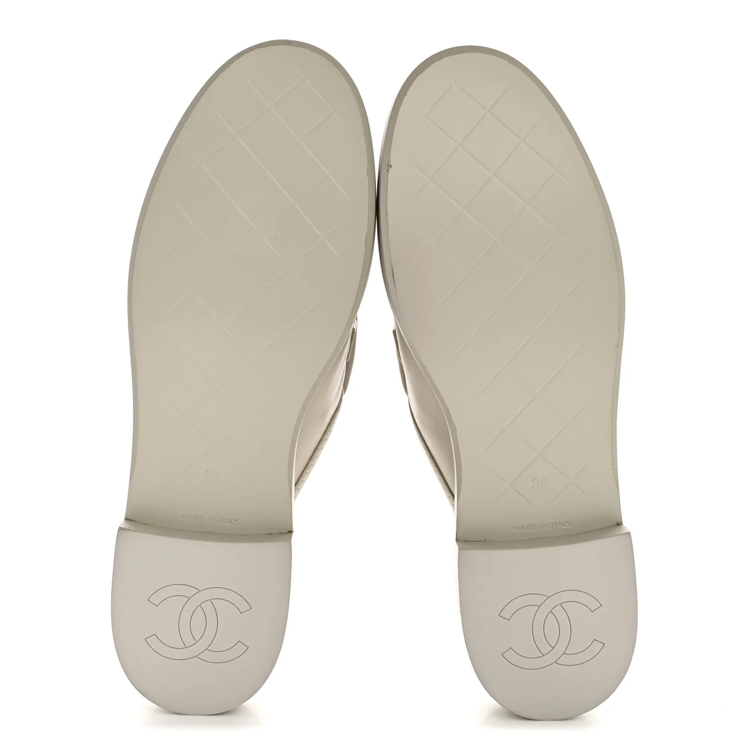 Lambskin Quilted CC Turnlock Mules 39 Light Grey - Image 6