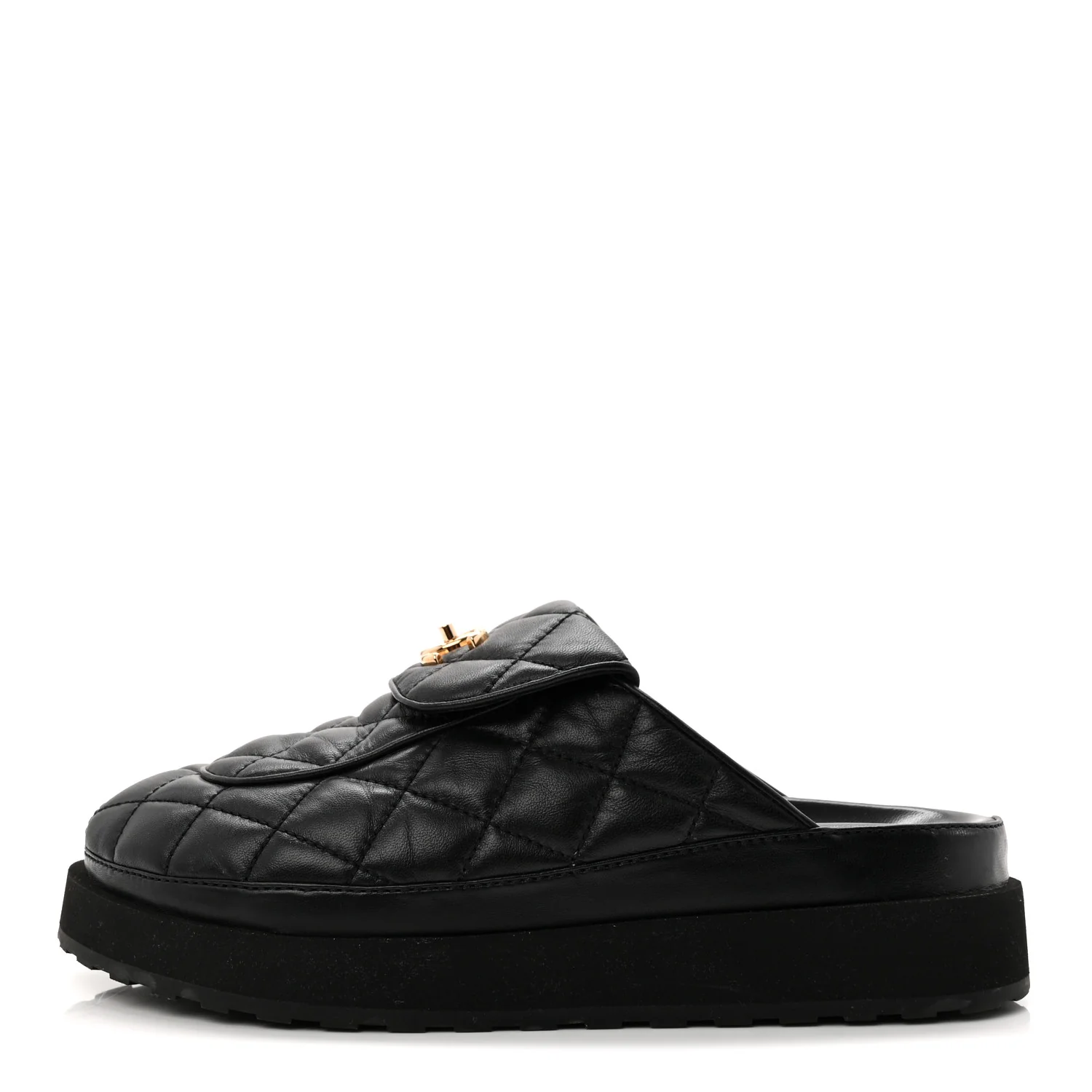 Lambskin Quilted CC Turnlock Mules 40 Black