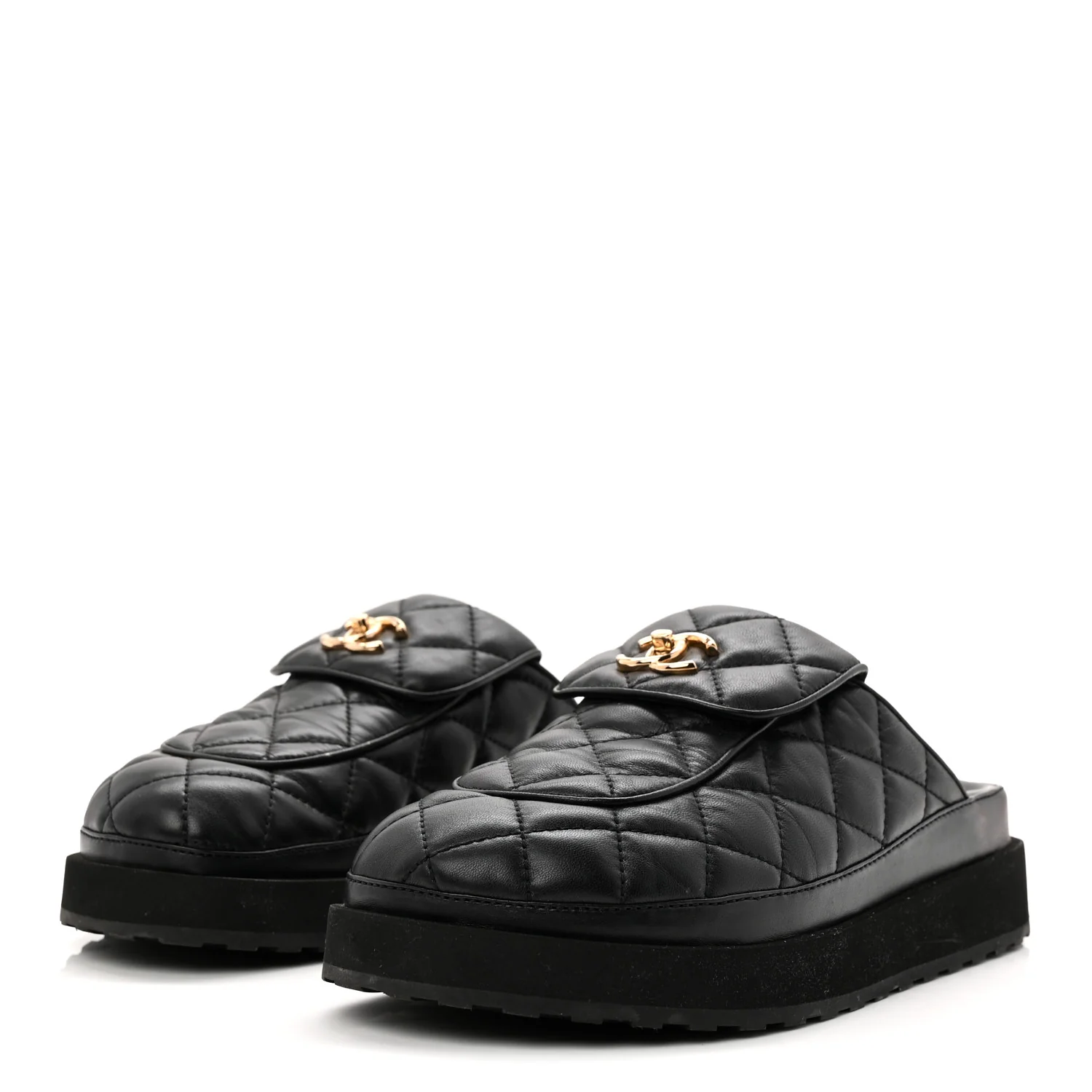 Lambskin Quilted CC Turnlock Mules 40 Black - Image 4