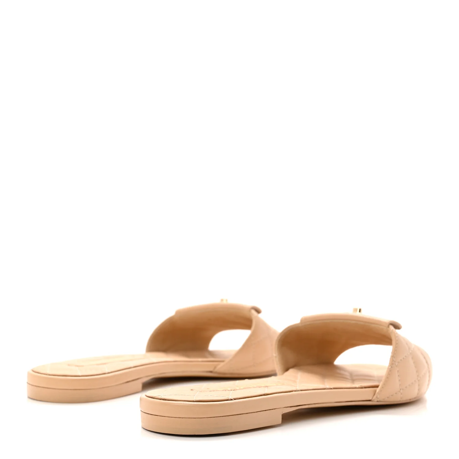 Lambskin Quilted CC Turnlock Sandals 38.5 Beige - Image 5