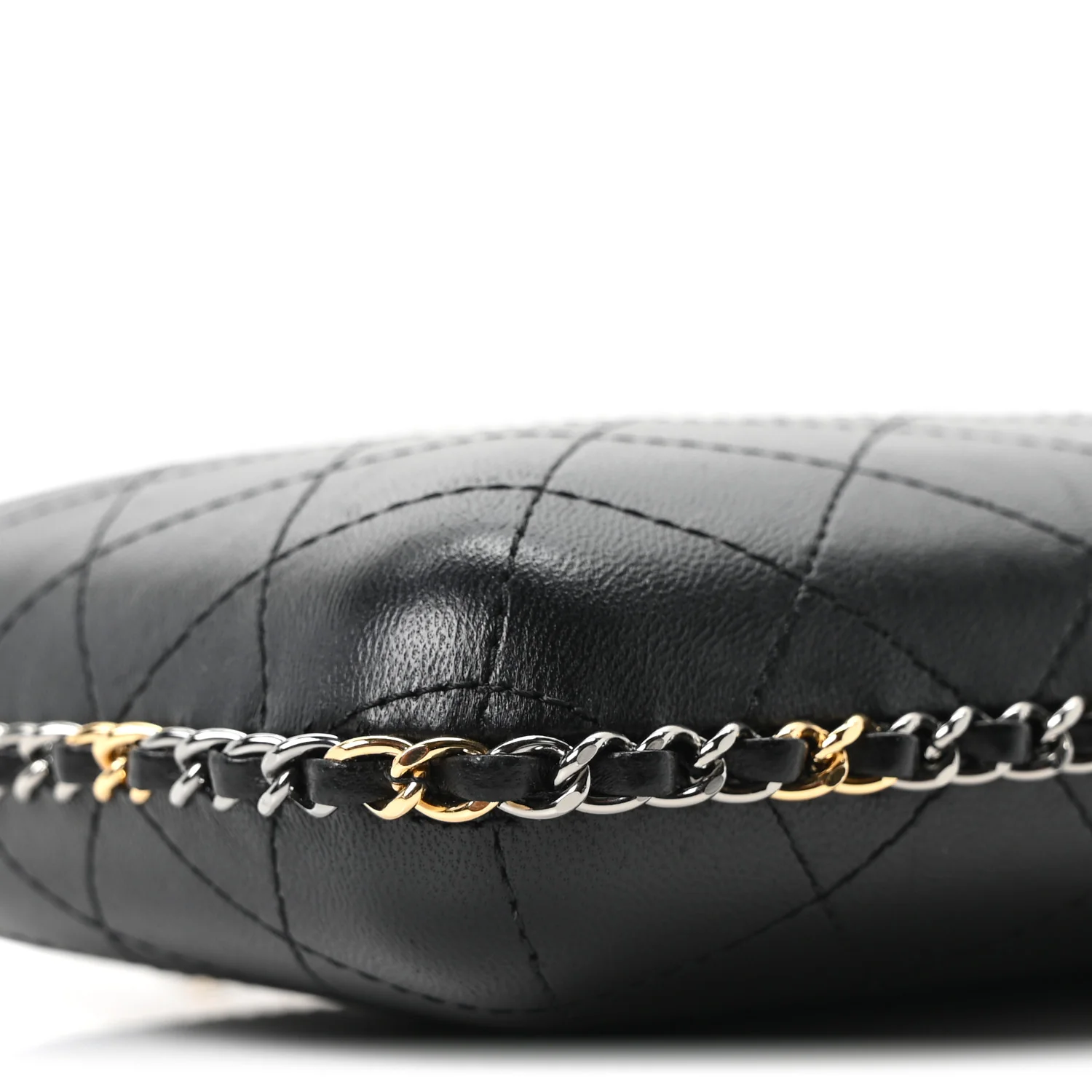 Lambskin Quilted Chain Around Phone Holder Black - Image 10