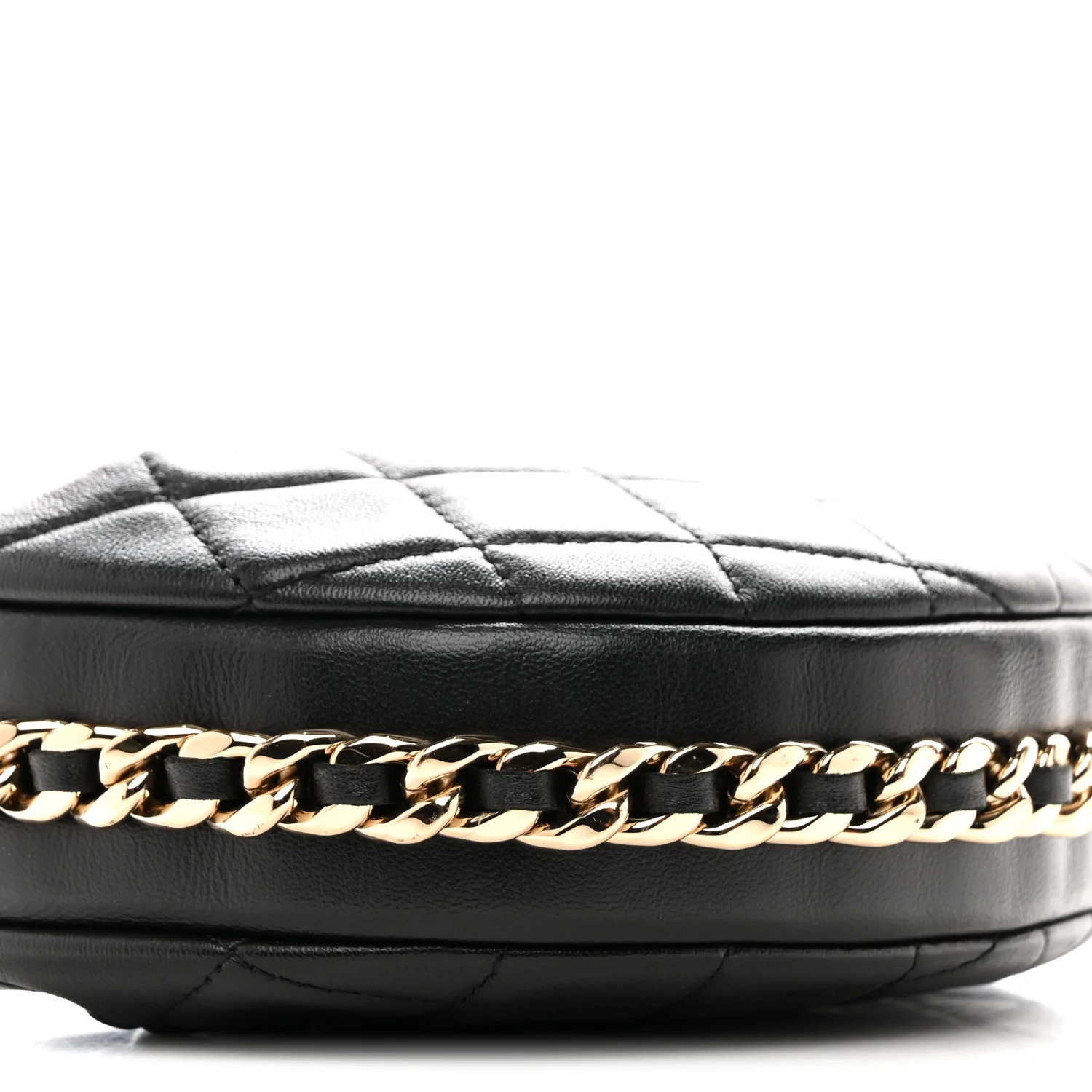 Lambskin Quilted Chain Around Pouch Hobo Black - Image 9