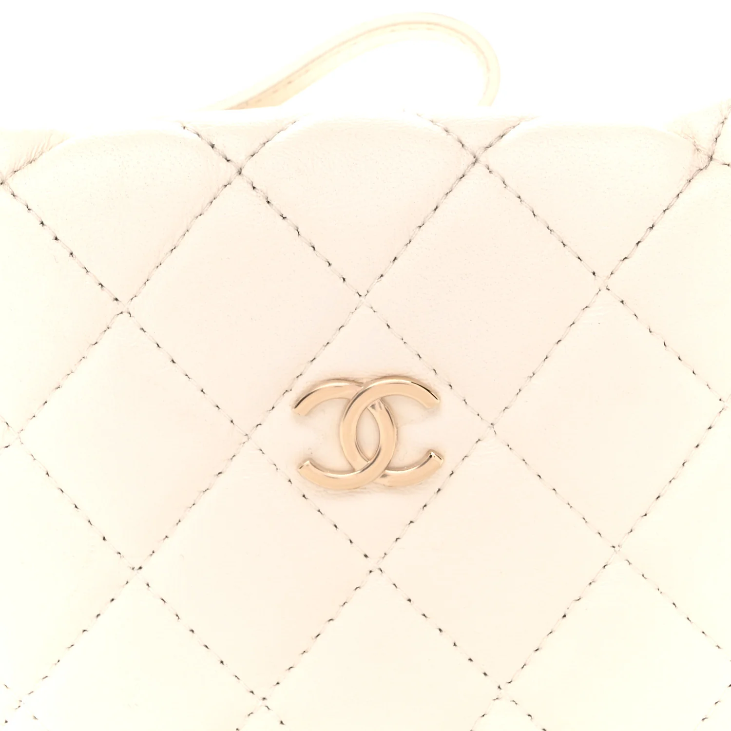 Lambskin Quilted Chain Around Pouch Hobo White - Image 8