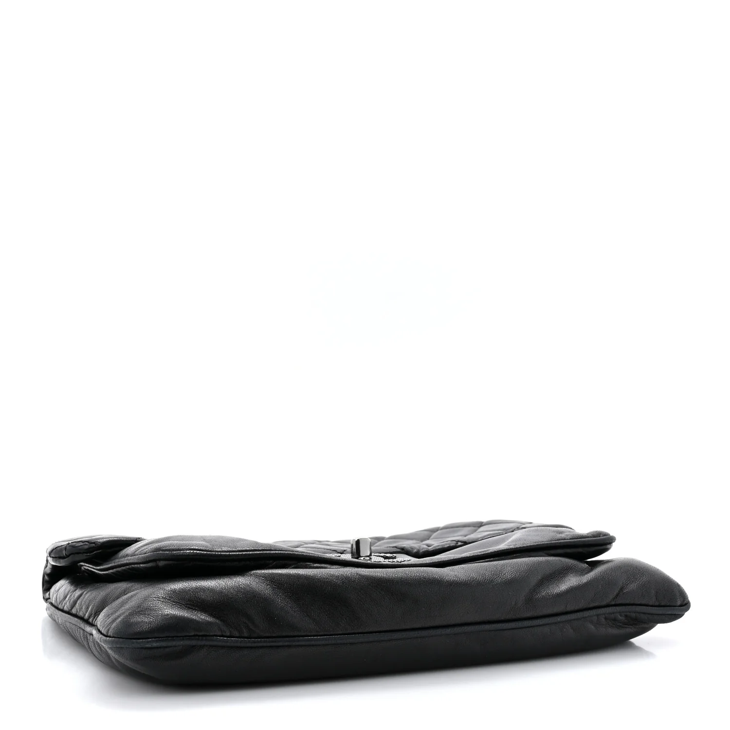 Lambskin Quilted Chain Mail Shoulder Bag Black - Image 4