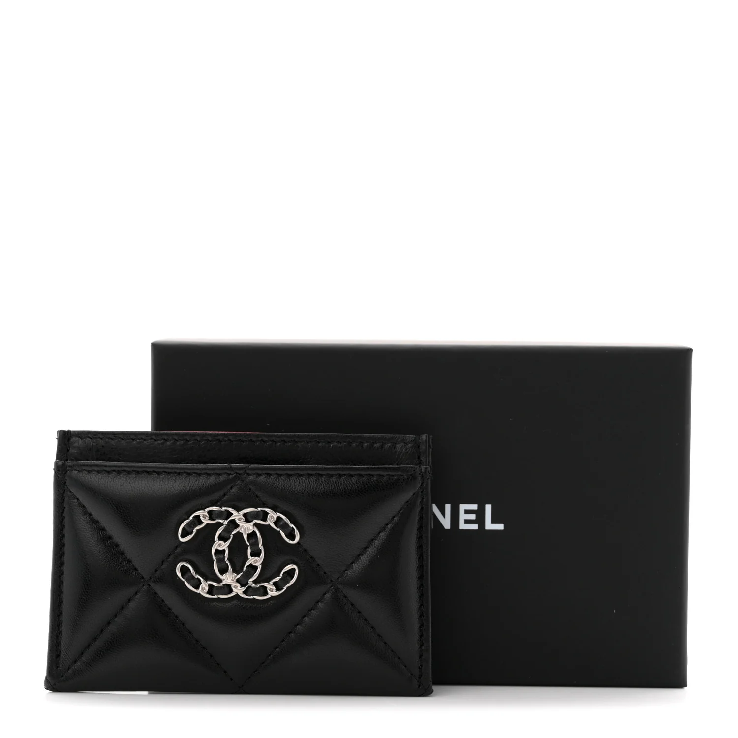 Lambskin Quilted Chanel 19 Card Holder Black - Image 8