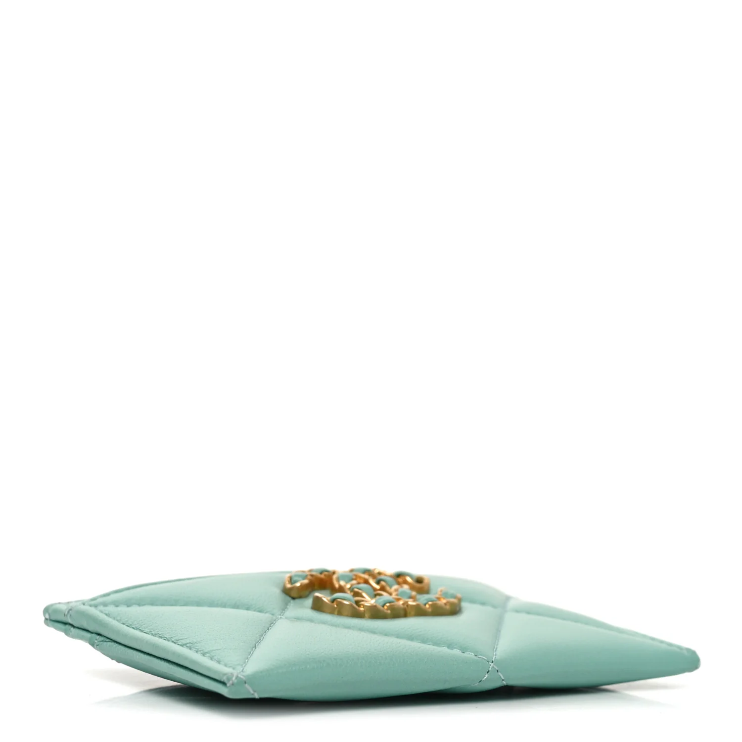 Lambskin Quilted Chanel 19 Card Holder Green - Image 4