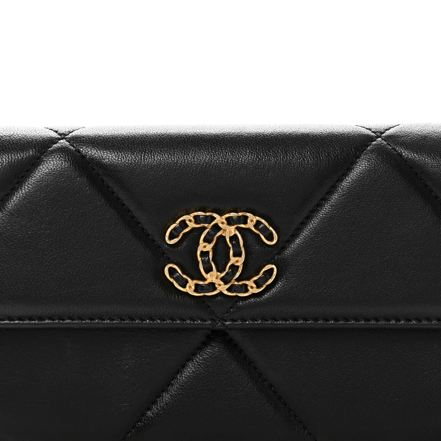 Lambskin Quilted Chanel 19 Flap Wallet Black - Image 8