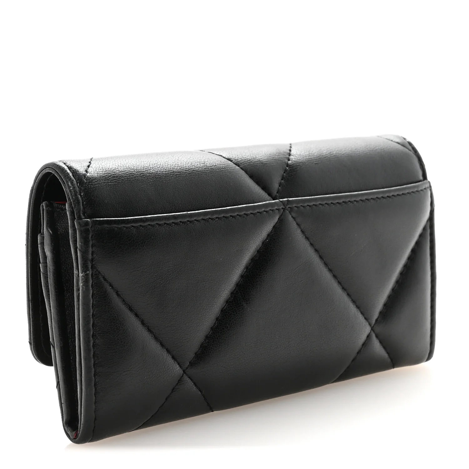 Lambskin Quilted Chanel 19 Flap Wallet Black - Image 3