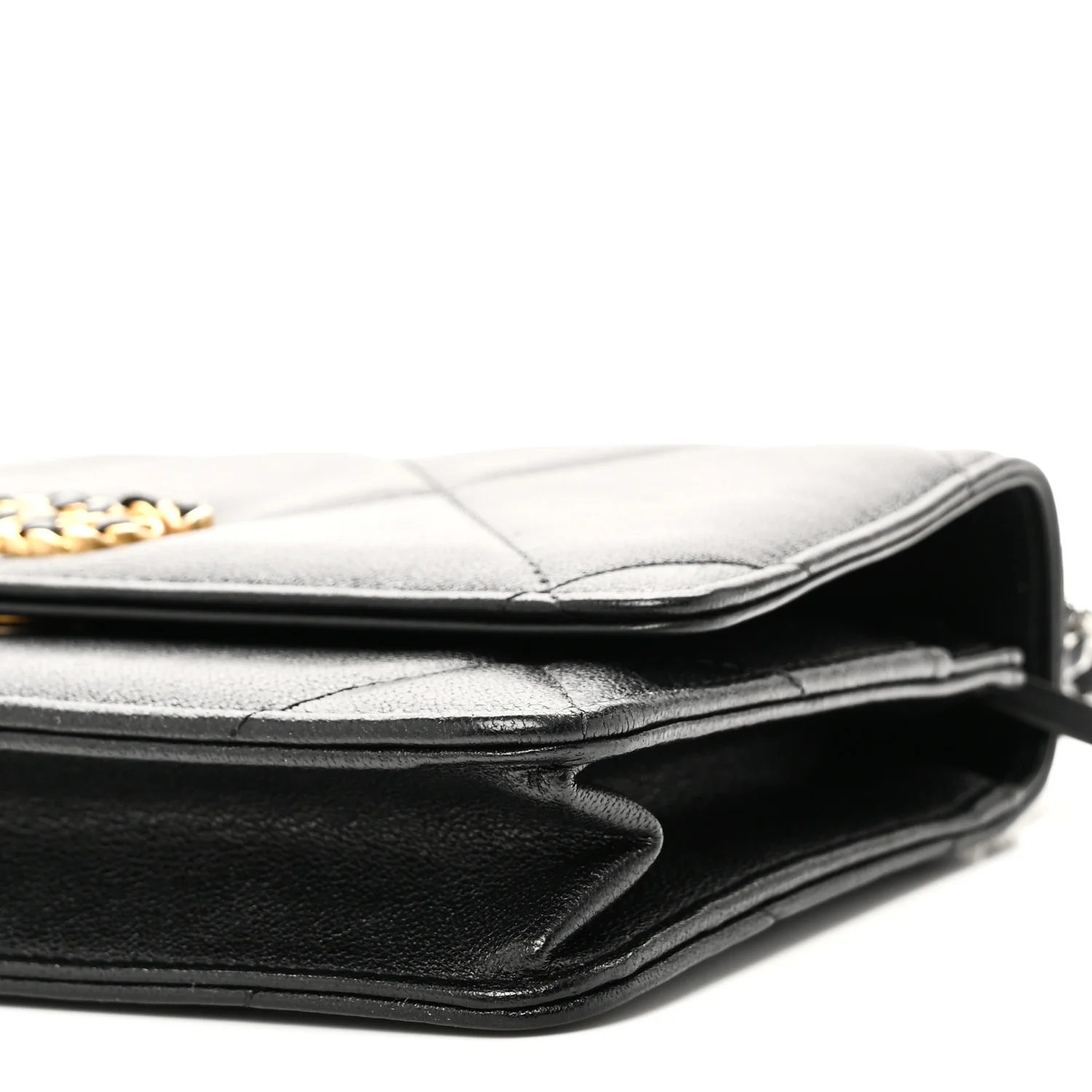 Lambskin Quilted Chanel 19 Wallet On Chain WOC Black - Image 11
