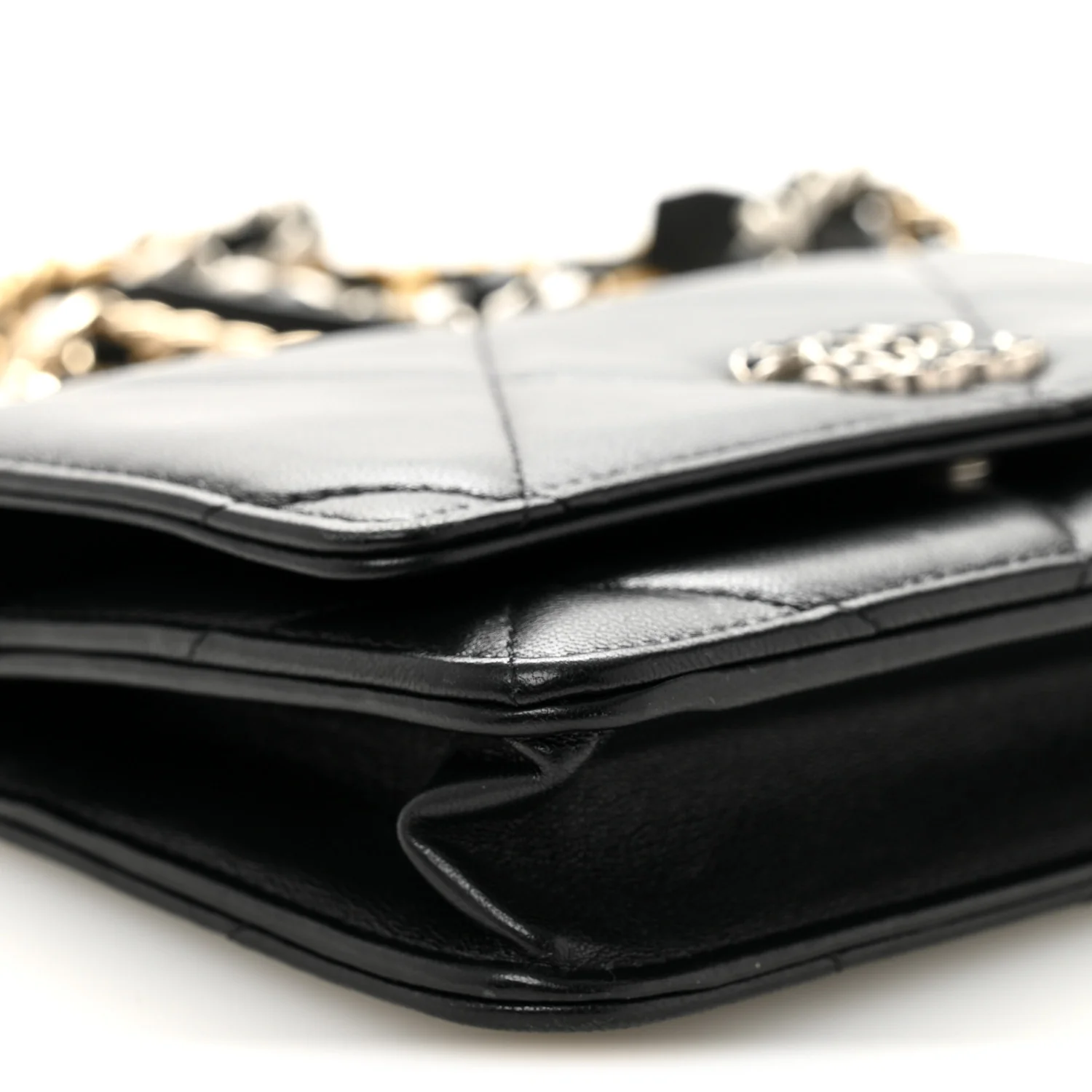Lambskin Quilted Chanel 19 Wallet On Chain WOC Black - Image 10