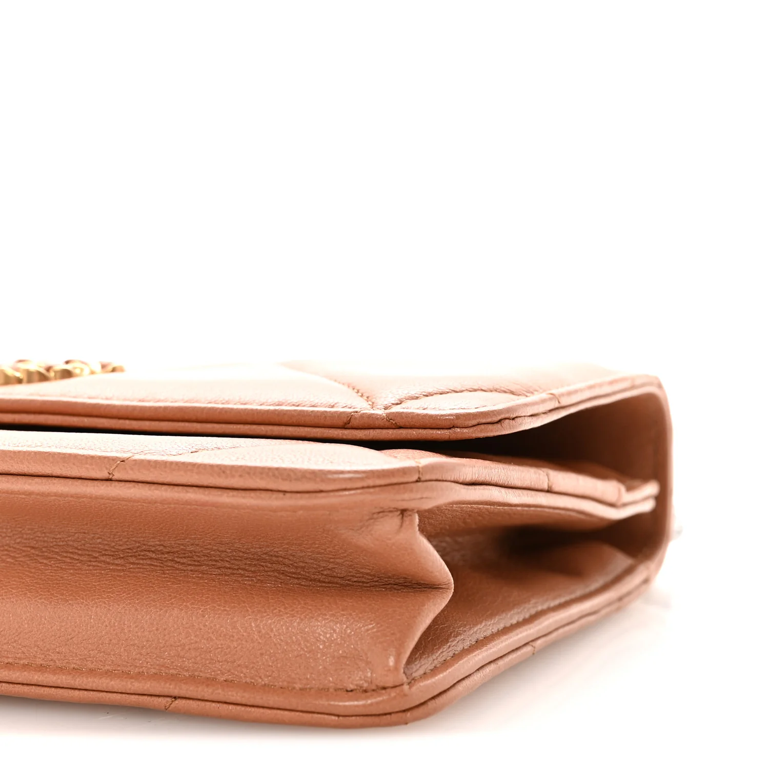 Lambskin Quilted Chanel 19 Wallet On Chain WOC Brown - Image 11