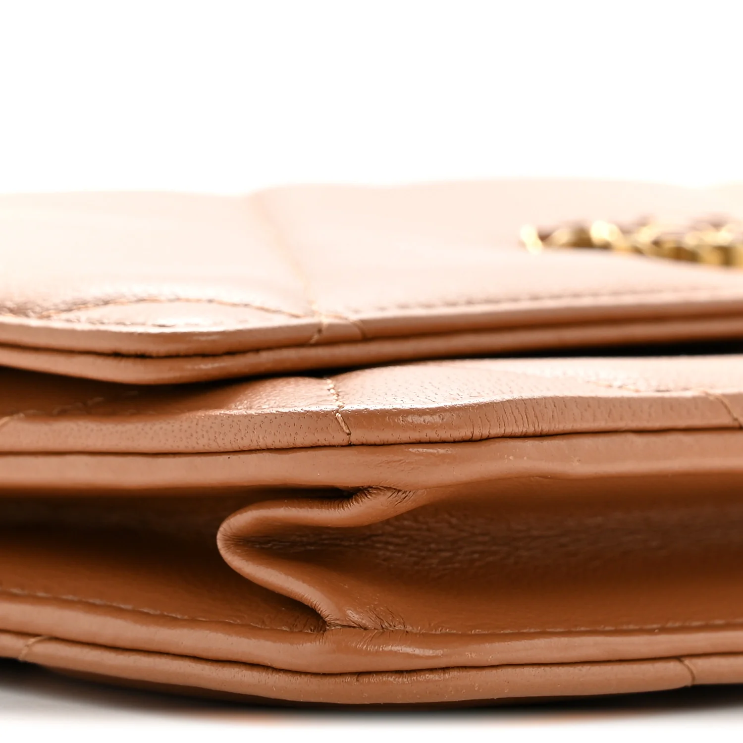 Lambskin Quilted Chanel 19 Wallet On Chain WOC Brown - Image 10