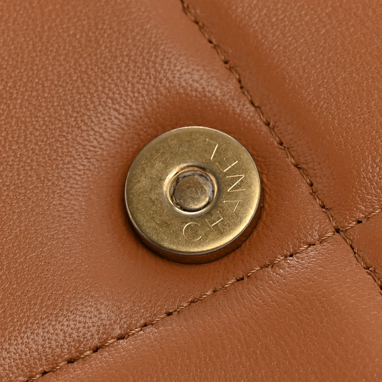 Lambskin Quilted Chanel 19 Wallet On Chain WOC Brown - Image 14