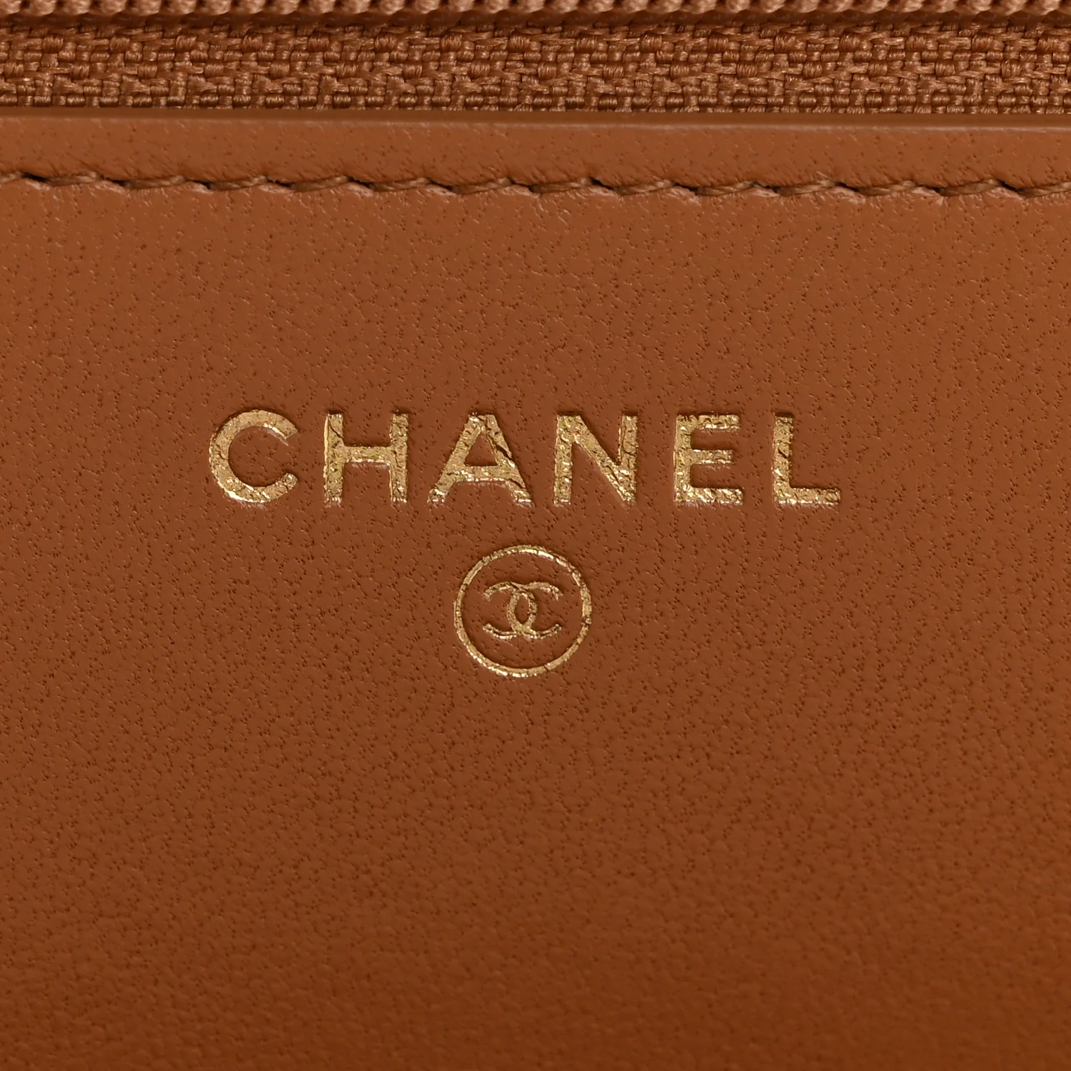Lambskin Quilted Chanel 19 Wallet On Chain WOC Brown - Image 6