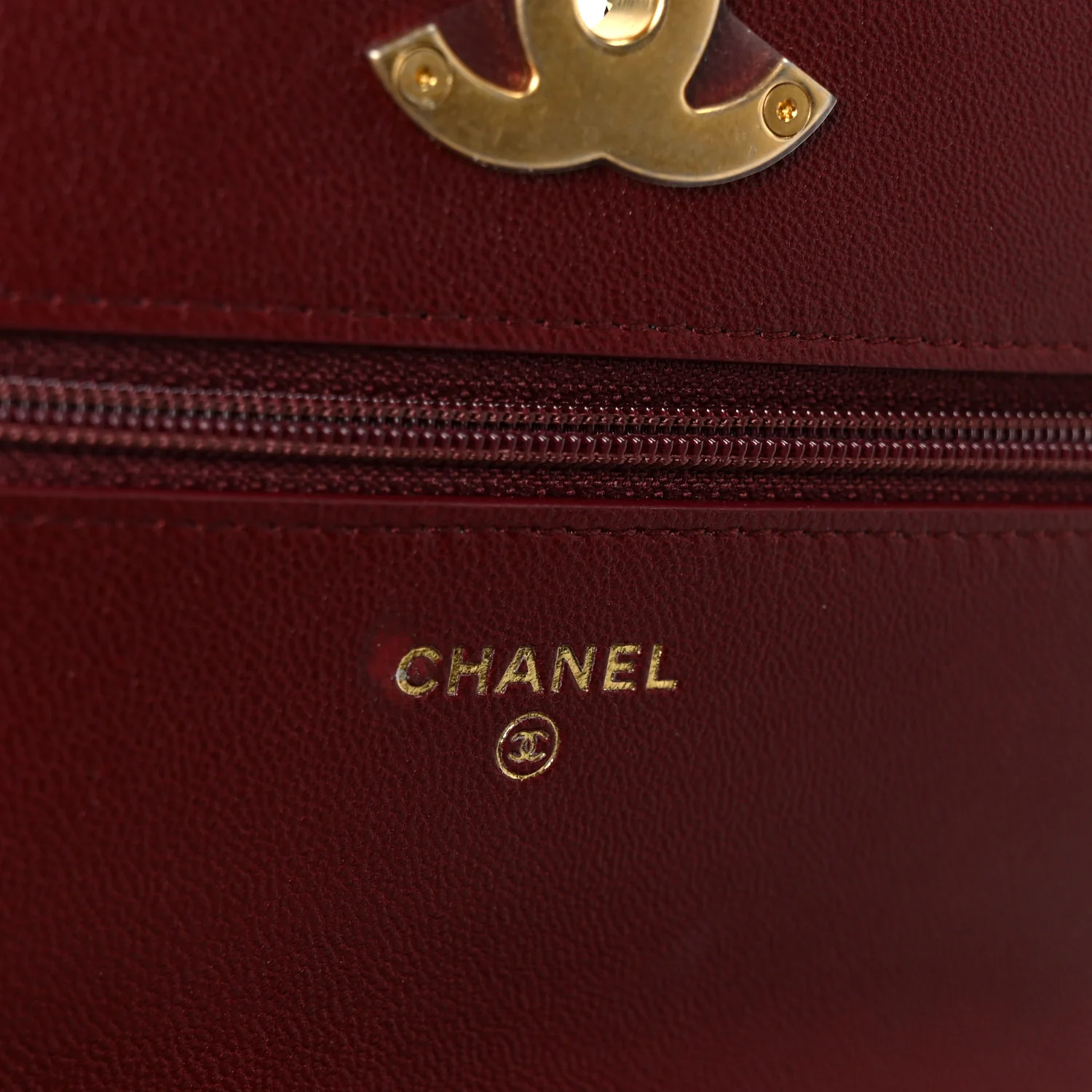 Lambskin Quilted Chanel 19 Wallet On Chain WOC Burgundy - Image 6