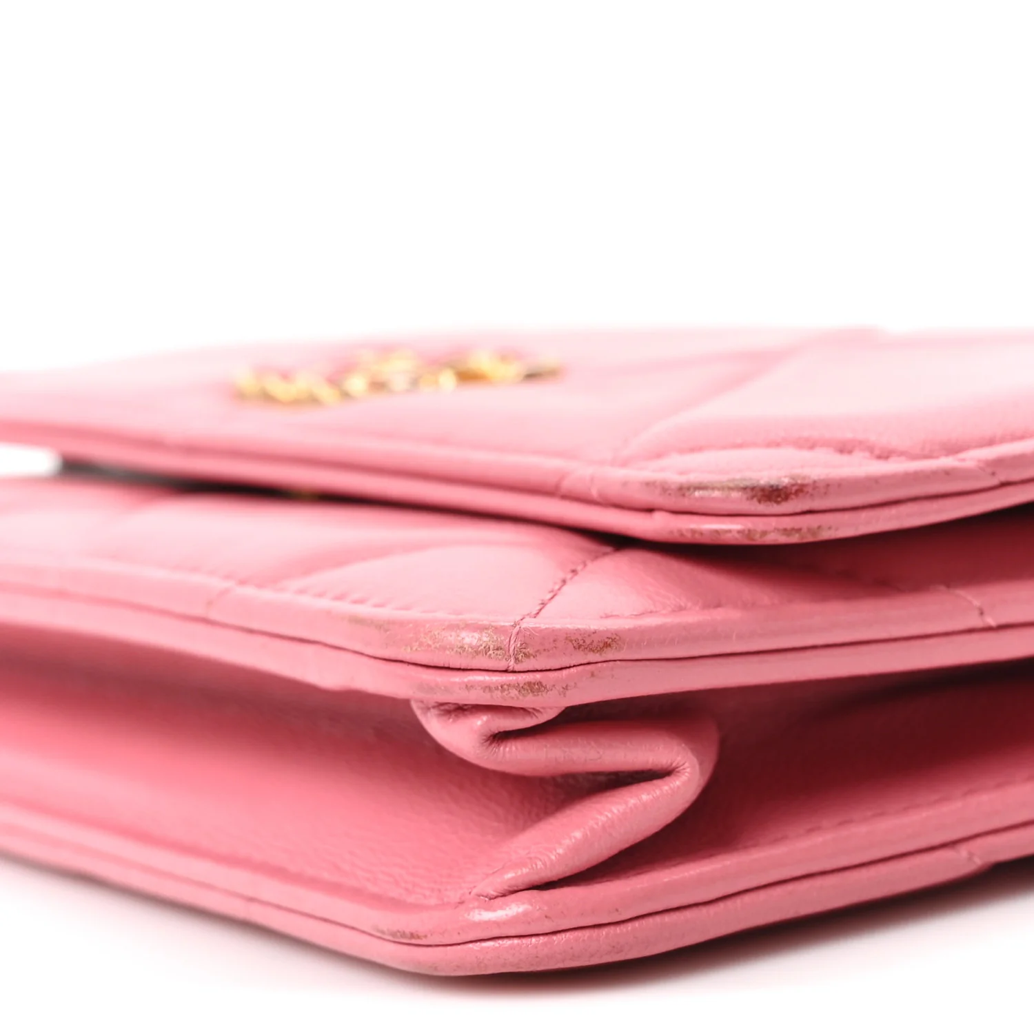 Lambskin Quilted Chanel 19 Wallet On Chain WOC Pink - Image 11