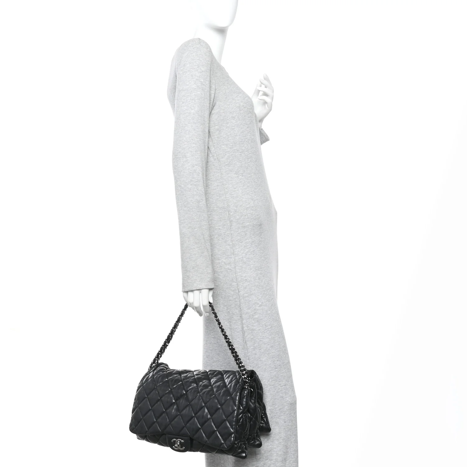 Lambskin Quilted Chanel 3 Accordion Flap Bag Black - Image 2