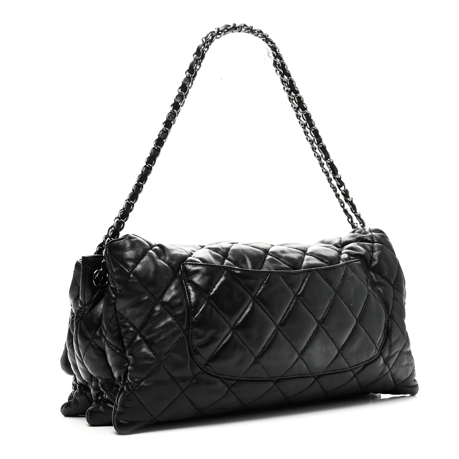 Lambskin Quilted Chanel 3 Accordion Flap Bag Black - Image 3