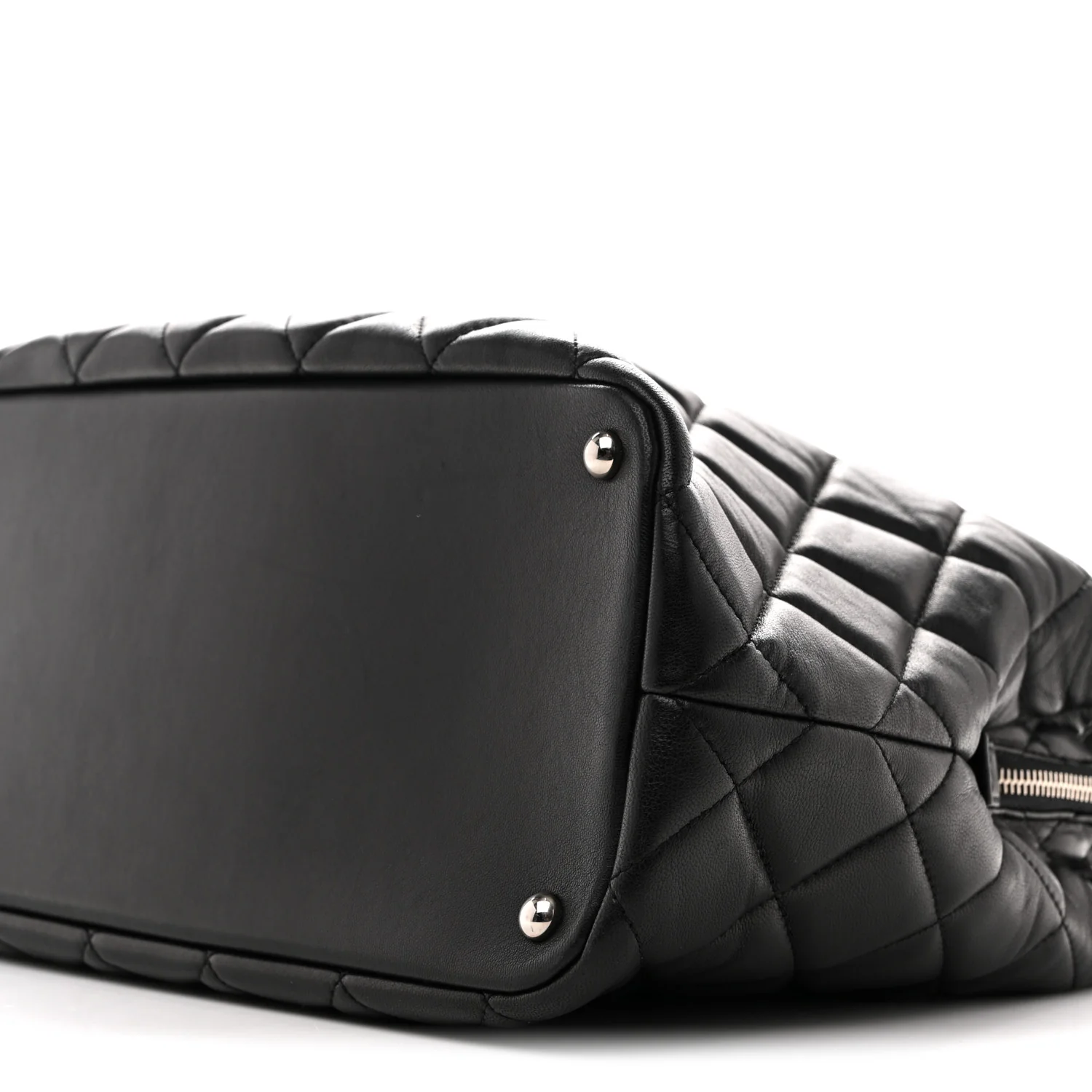 Lambskin Quilted Chic and Soft Shopping Tote Black - Image 10
