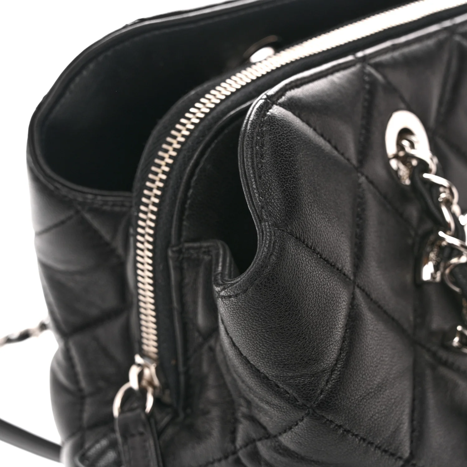 Lambskin Quilted Chic and Soft Shopping Tote Black - Image 11