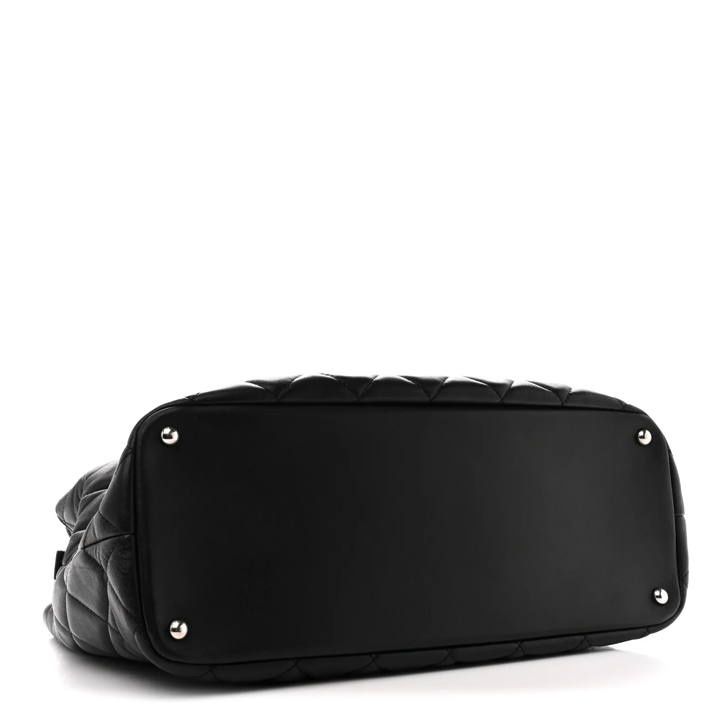 Lambskin Quilted Chic and Soft Shopping Tote Black - Image 4