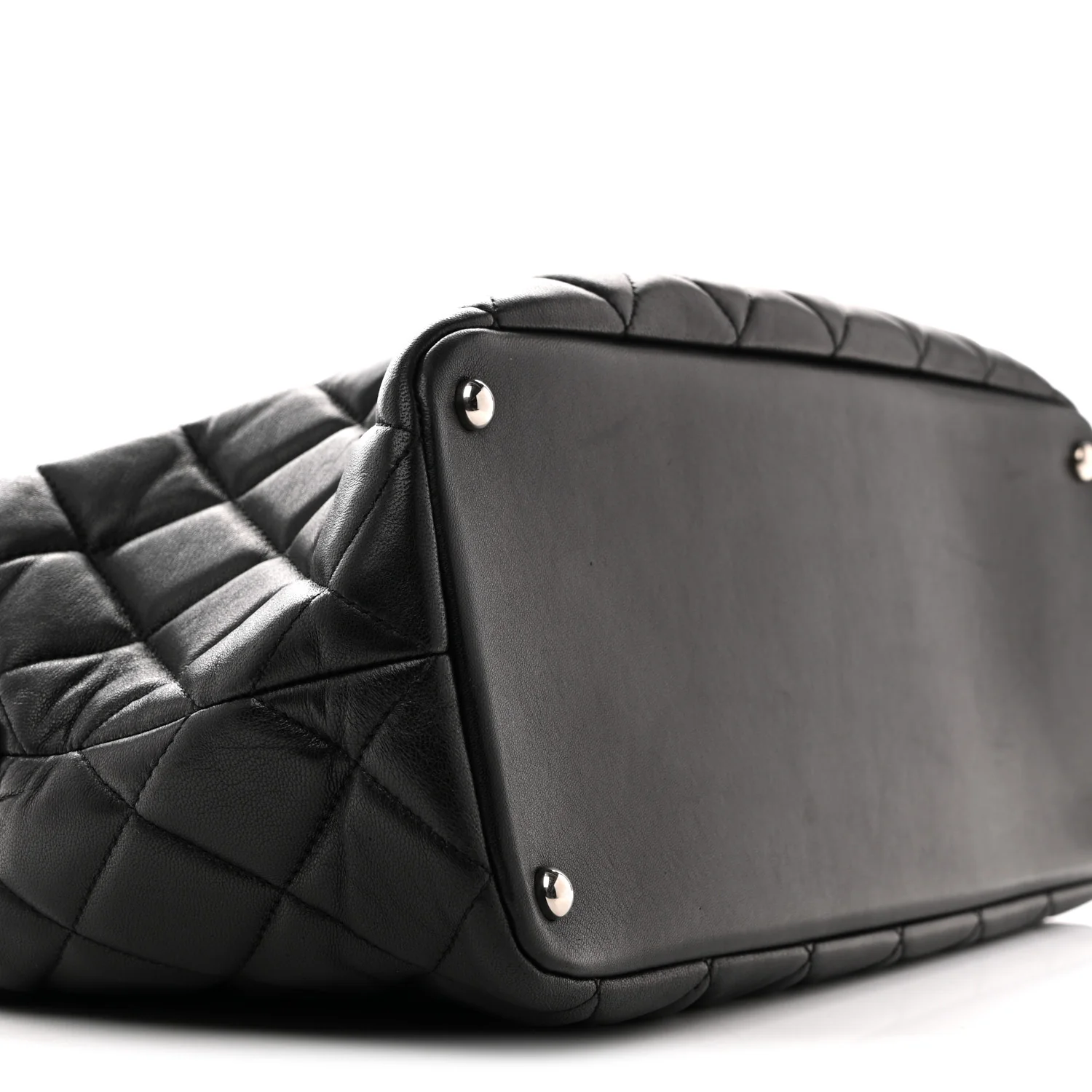 Lambskin Quilted Chic and Soft Shopping Tote Black - Image 9