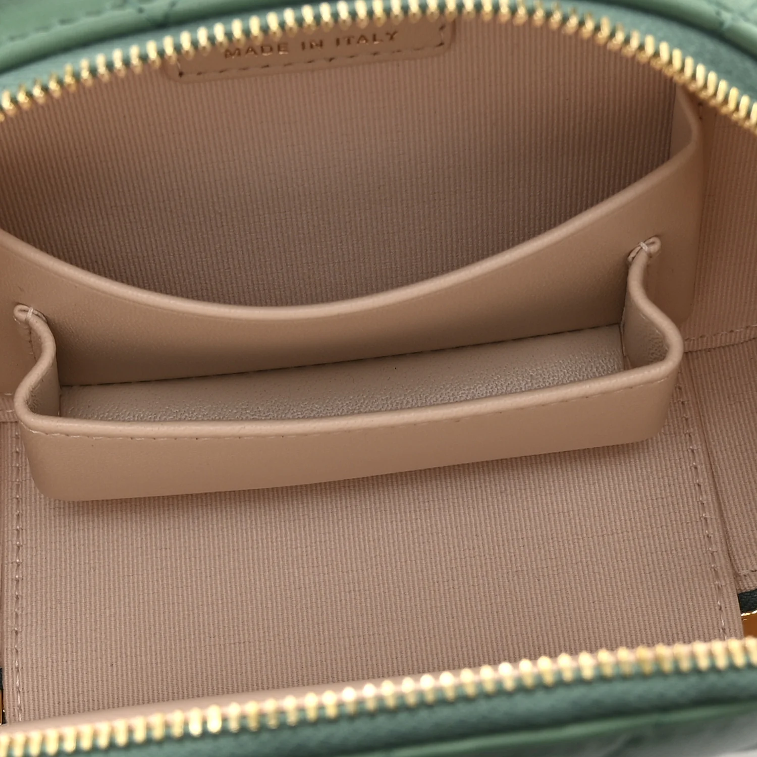 Lambskin Quilted Chic Riviera Top Handle Vanity Case Green - Image 5