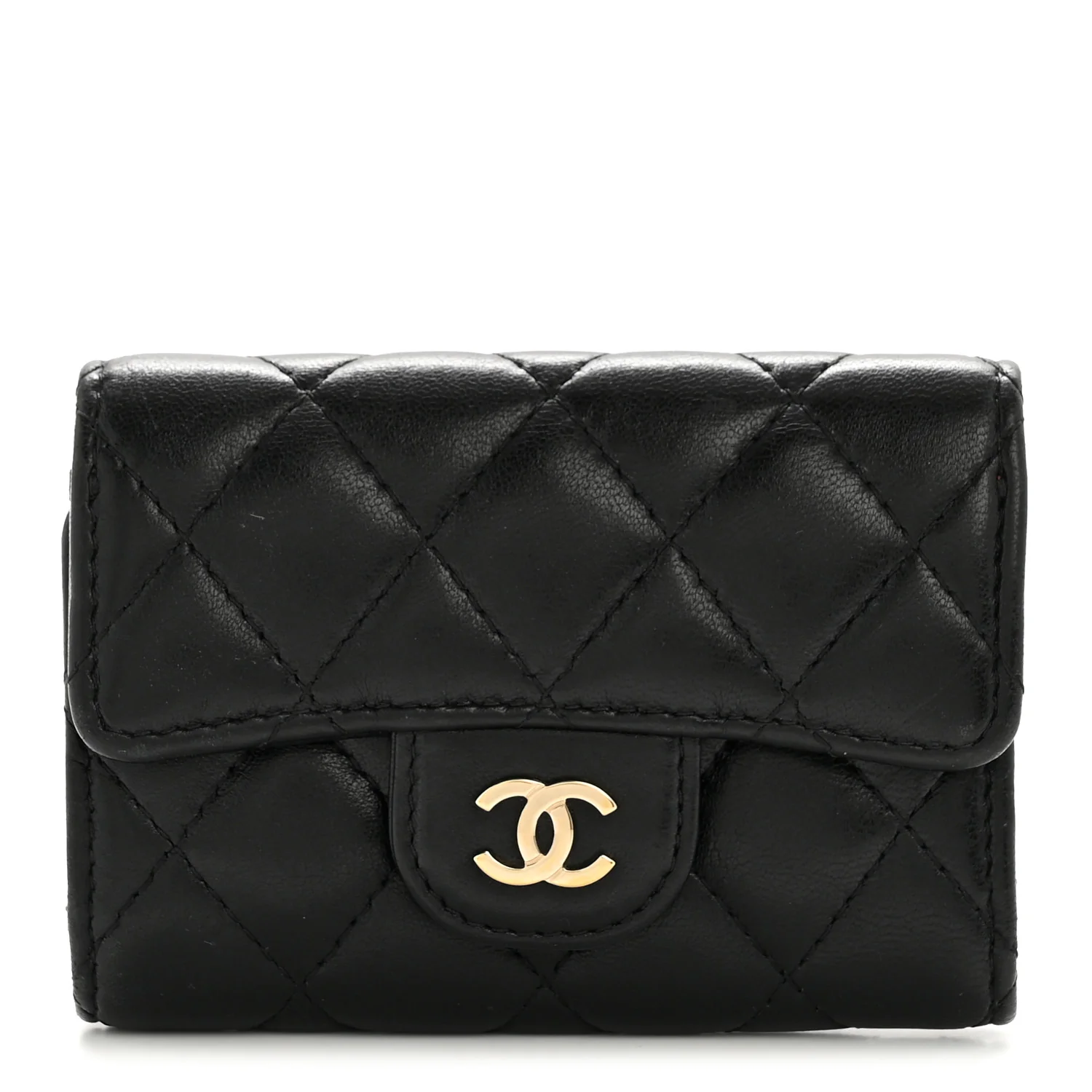 Lambskin Quilted Classic 4 Key Holder Wallet Black