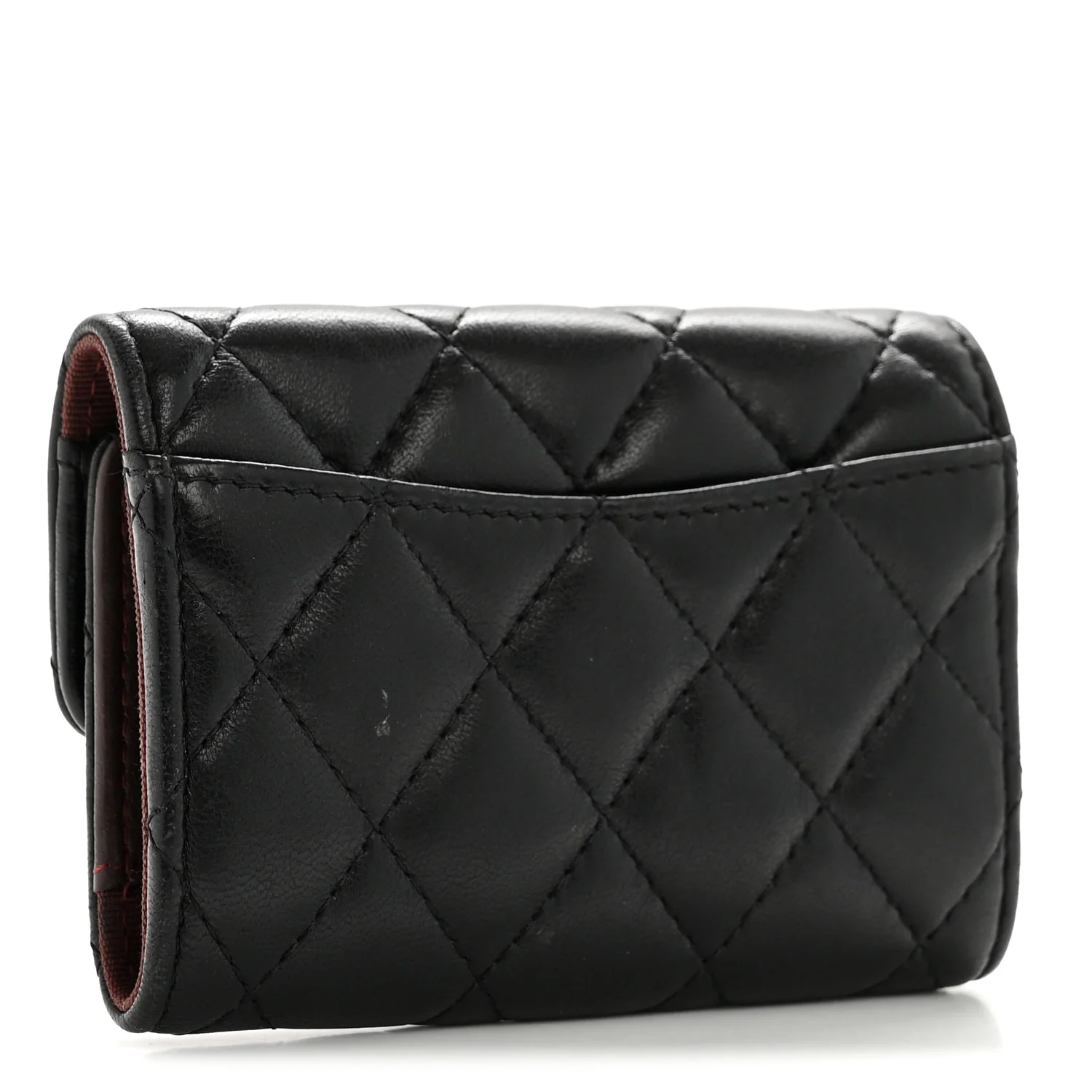 Lambskin Quilted Classic 4 Key Holder Wallet Black - Image 3