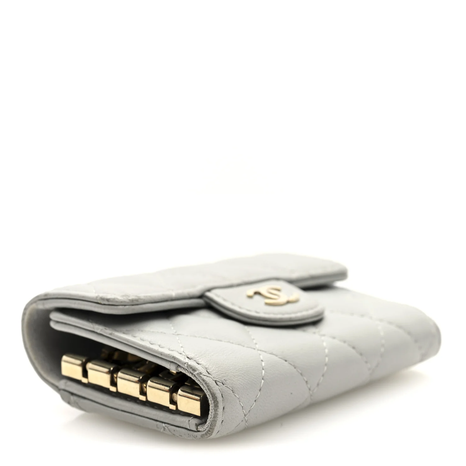 Lambskin Quilted Classic 4 Key Holder Wallet Grey - Image 4