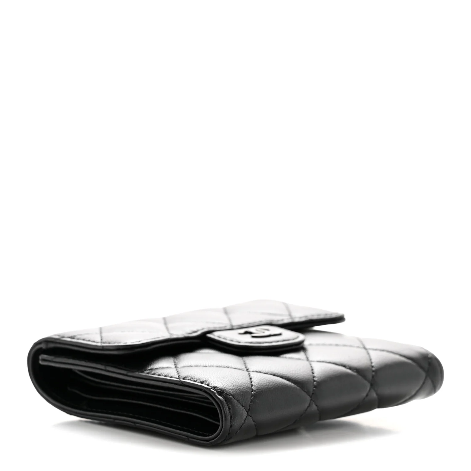 Lambskin Quilted Compact Flap Wallet So Black - Image 4