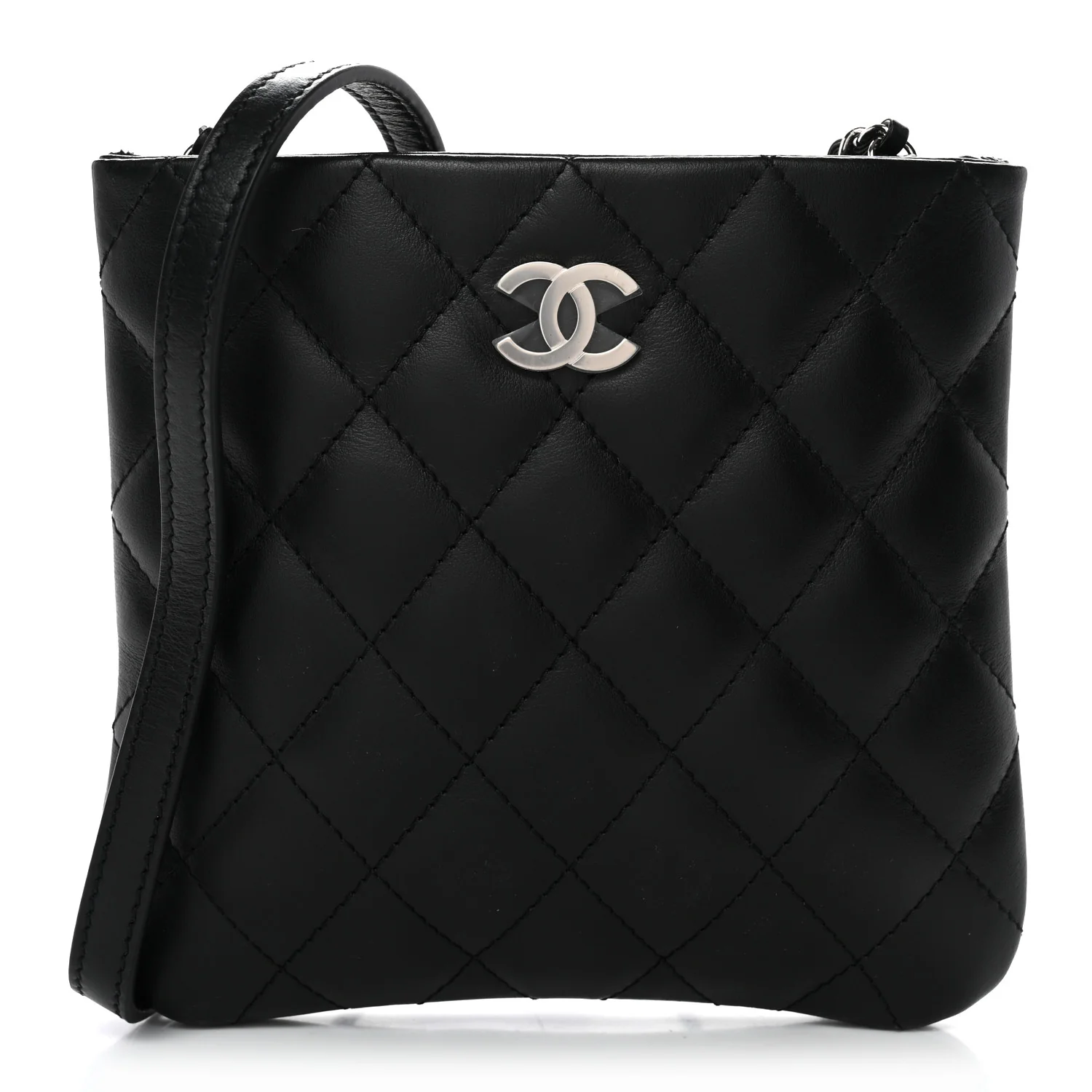 Lambskin Quilted Crossbody Bag Black