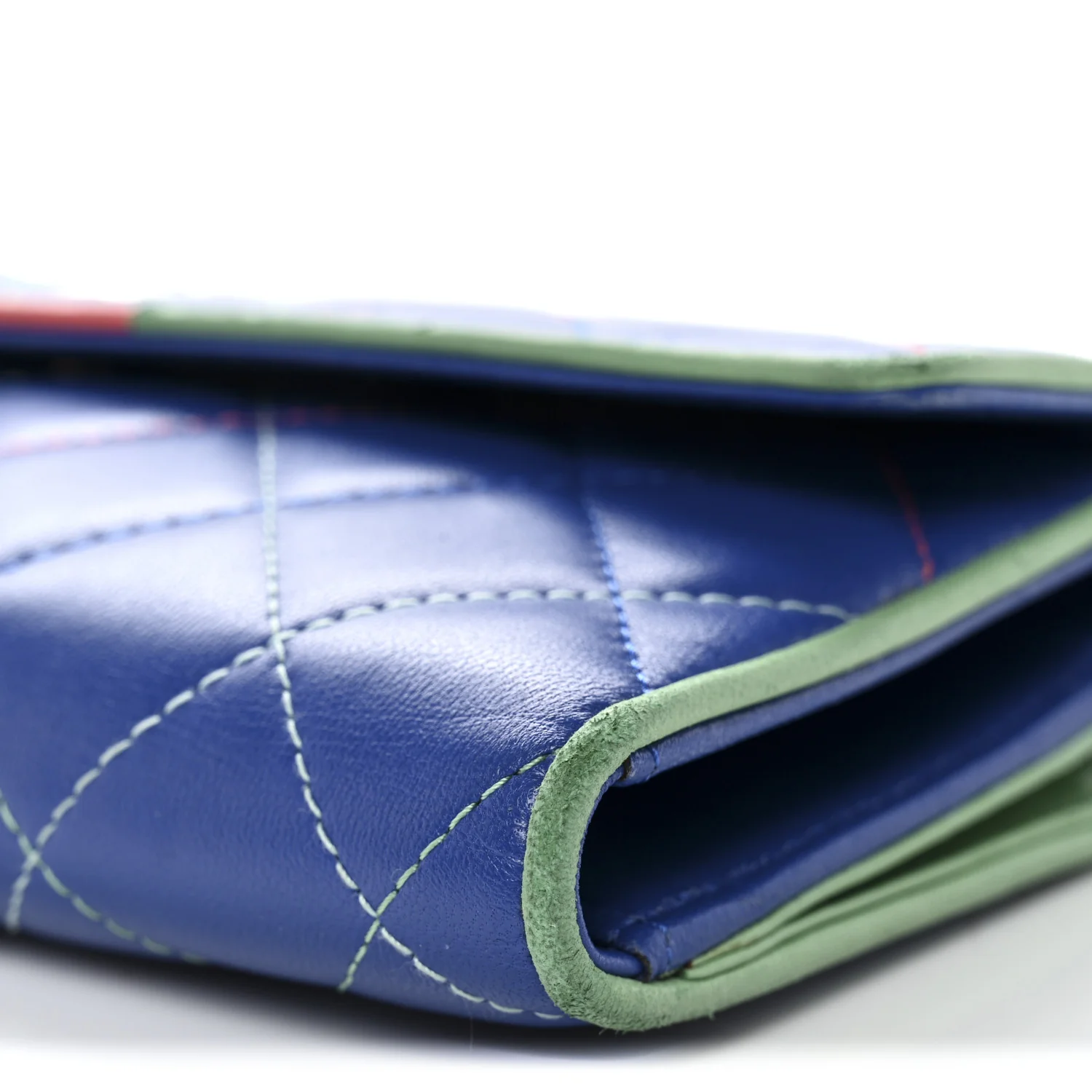 Lambskin Quilted Cuba Long Flap Wallet Blue Multicolor - Image 11