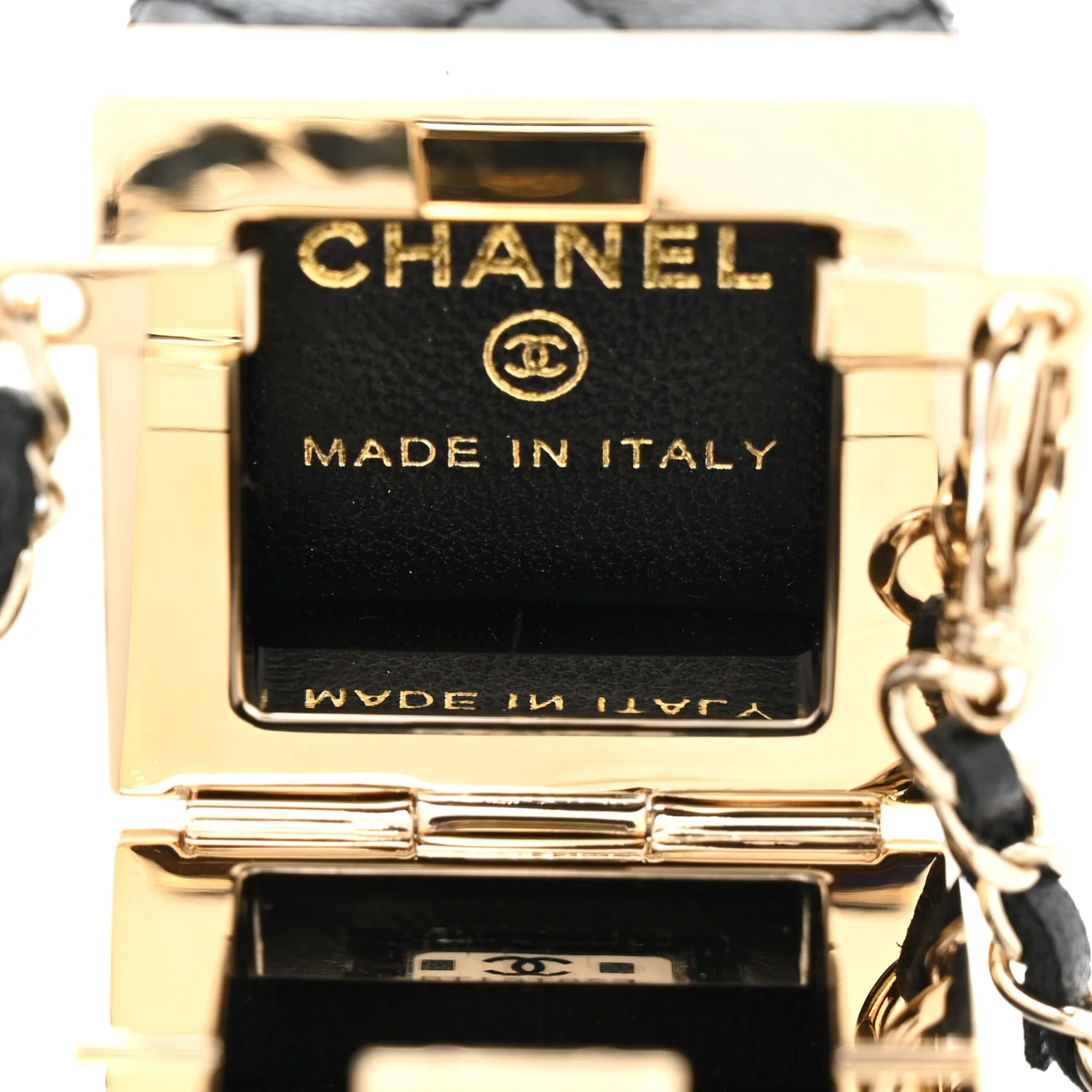 Lambskin Quilted Cube Mini Bag Charm Black - Image 3