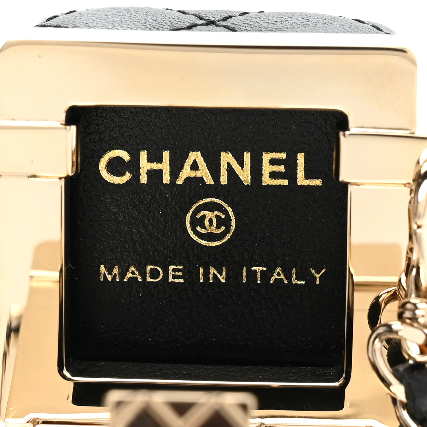 Lambskin Quilted Cube Mini Bag Charm Black - Image 4