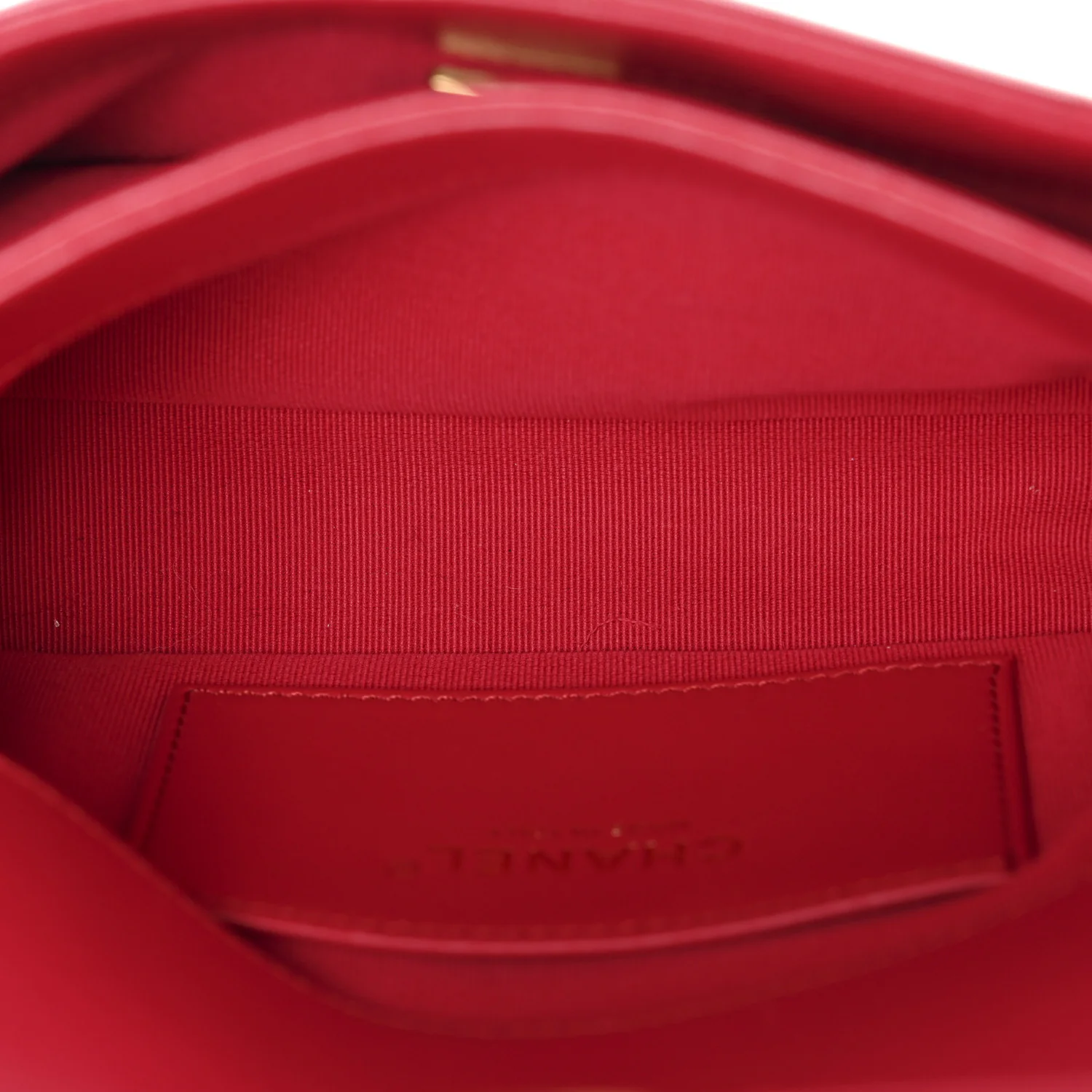Lambskin Quilted Enamel Chain Logo Mini Flap Red - Image 5