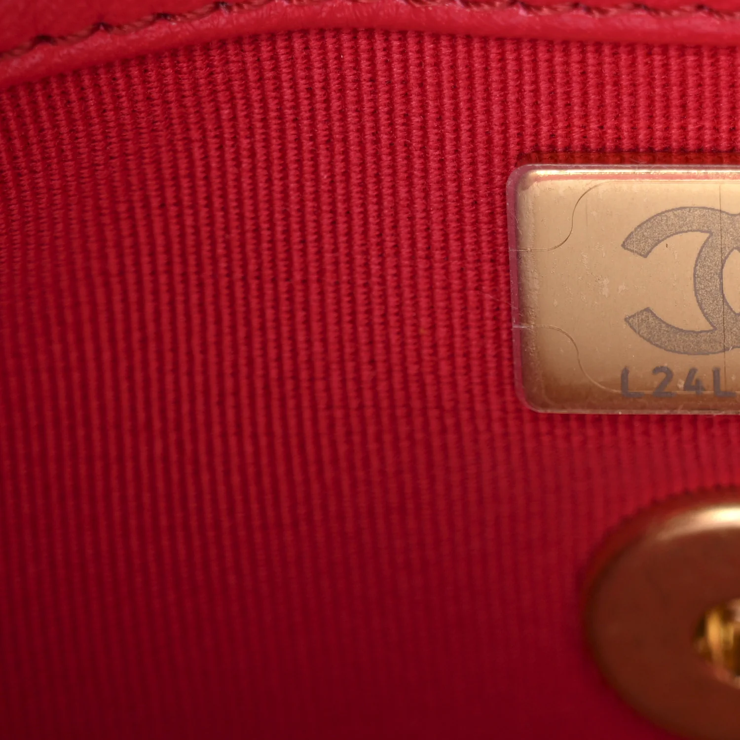 Lambskin Quilted Enamel Chain Logo Mini Flap Red - Image 7