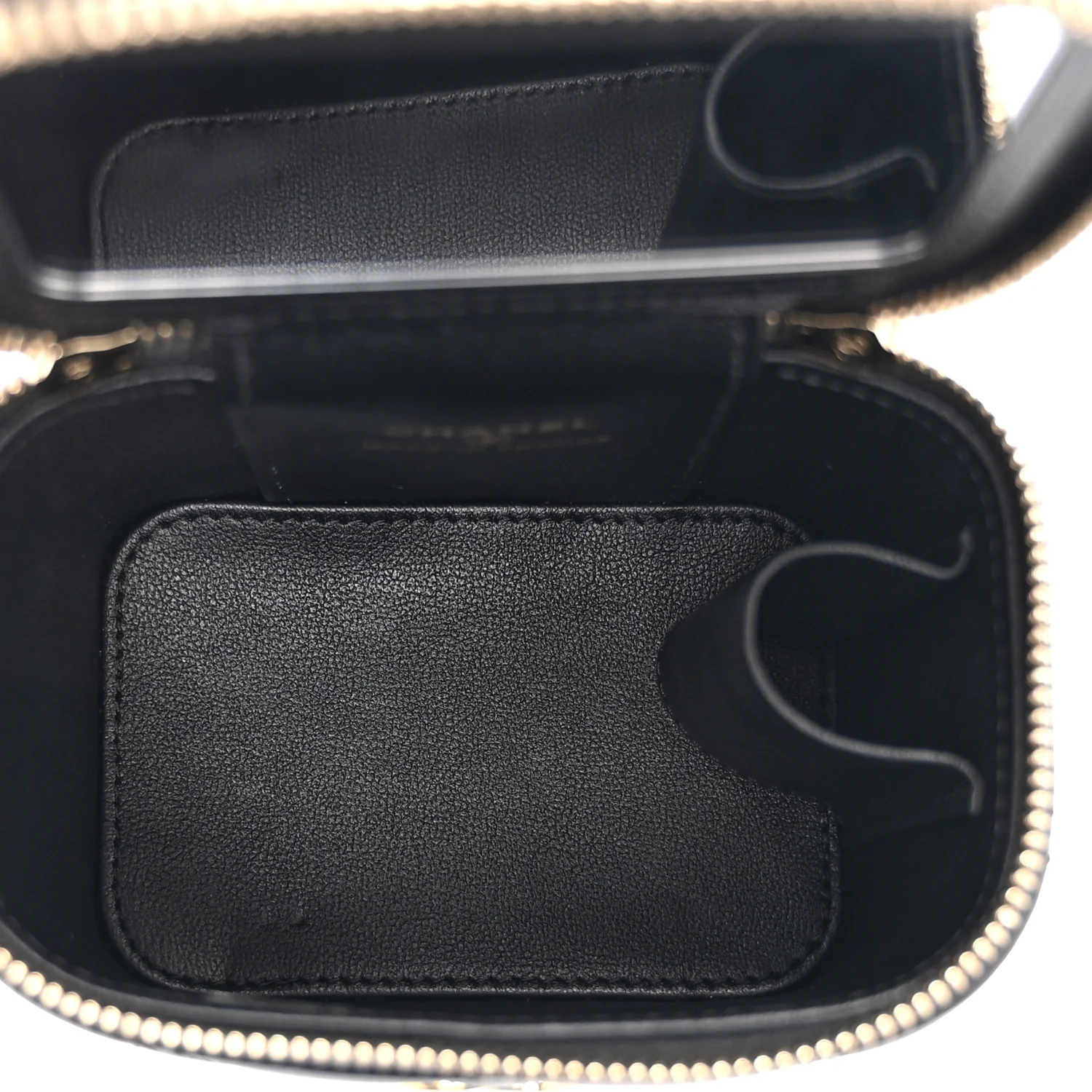 Lambskin Quilted Enamel Coco Casino Mini Vanity Case With Chain Black - Image 5