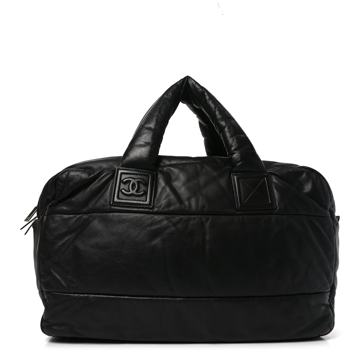Lambskin Quilted Extra Large Coco Cocoon Reversible Tote Black