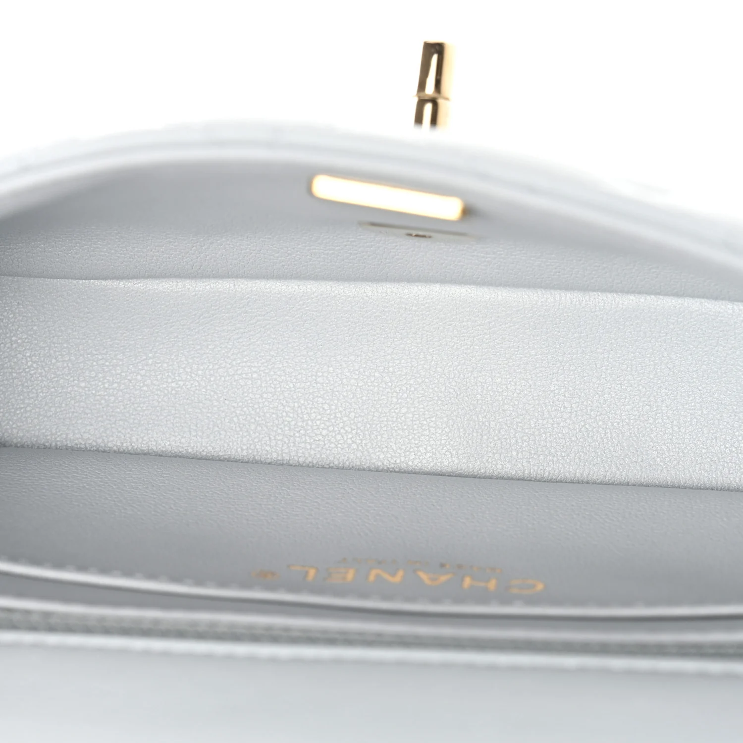 Lambskin Quilted Extra Mini Rectangular Flap Light Blue - Image 5