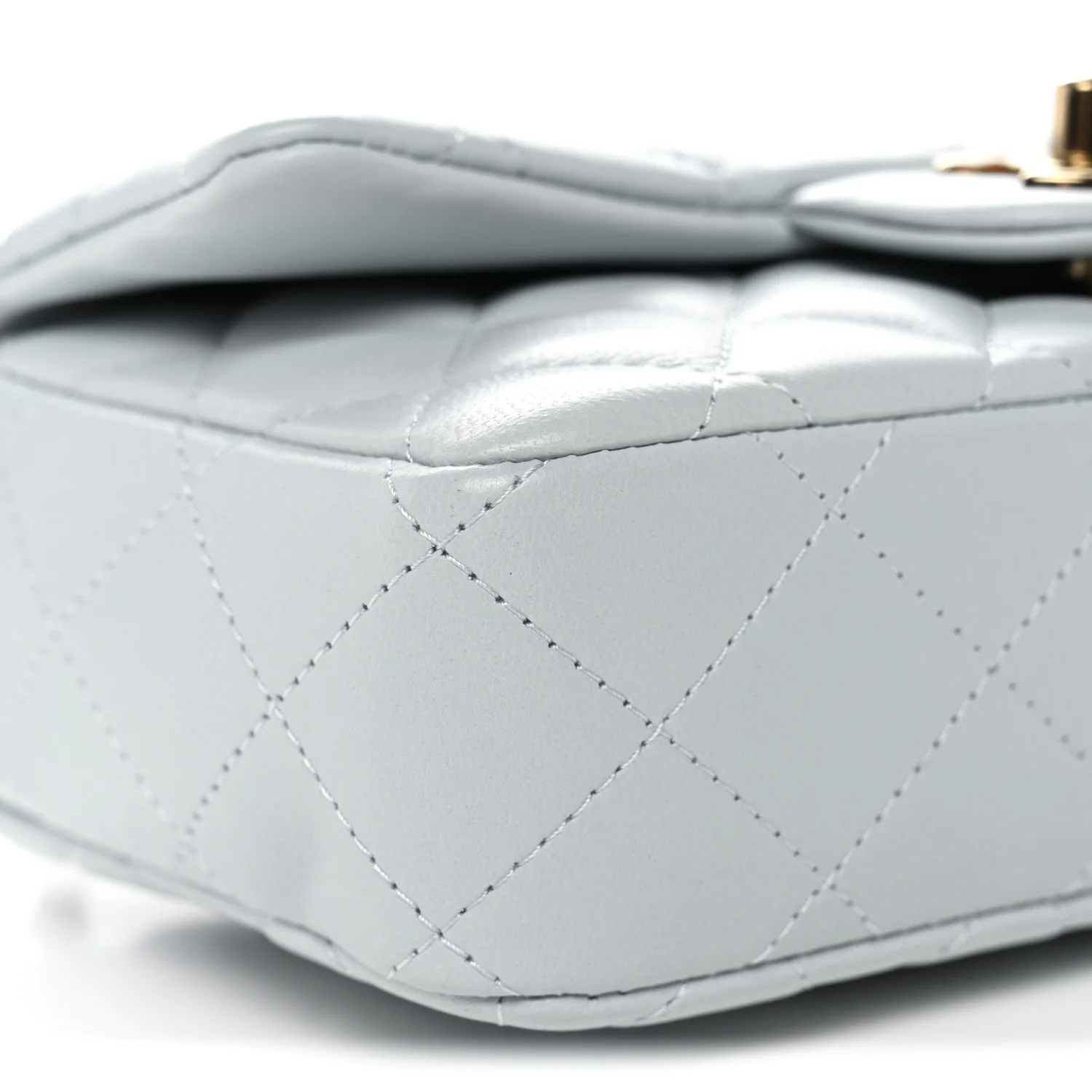 Lambskin Quilted Extra Mini Rectangular Flap Light Blue - Image 9