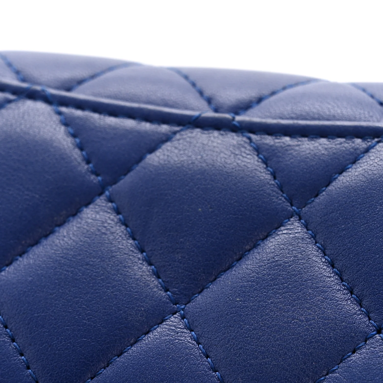 Lambskin Quilted Flap Card Holder Wallet Blue - Image 9