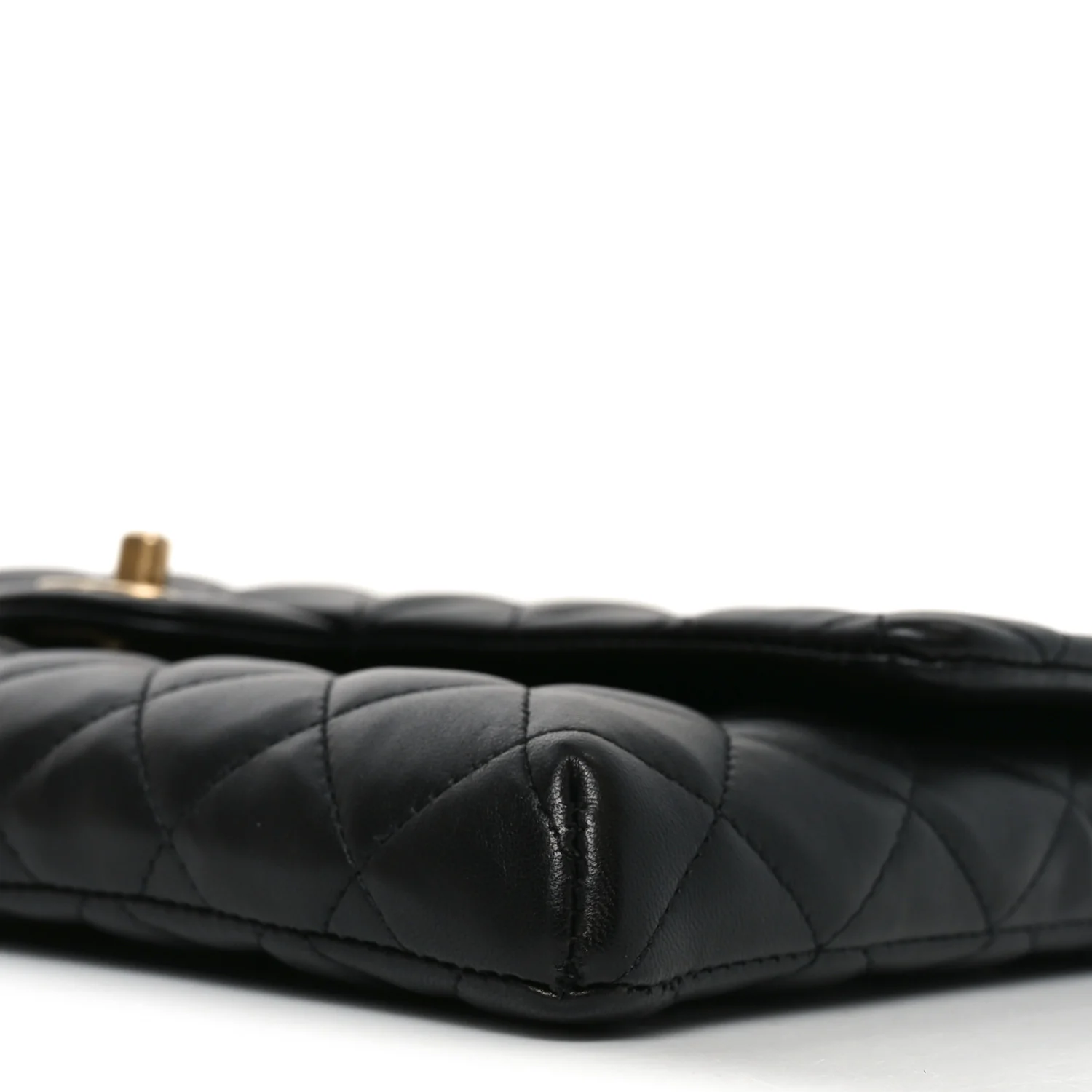 Lambskin Quilted Flap Clutch Black - Image 9
