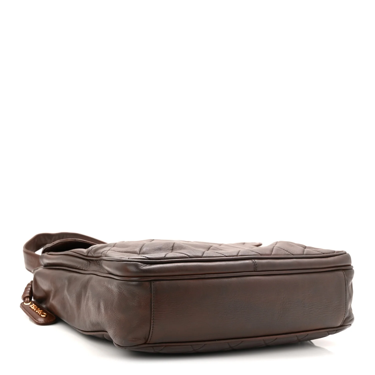 Lambskin Quilted Front Pocket Shopping Tote Brown - Image 4