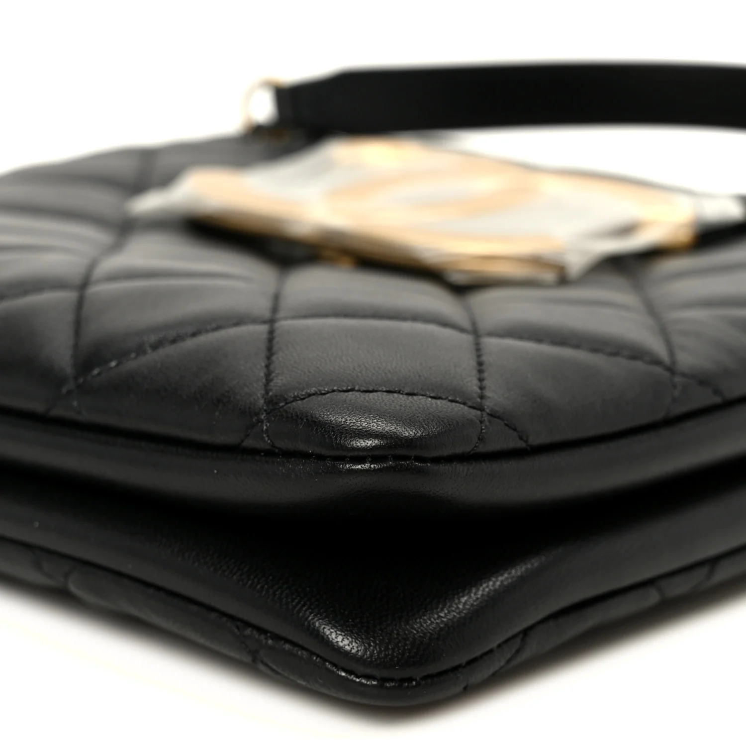 Lambskin Quilted Giant CC Shoulder Bag Black - Image 10